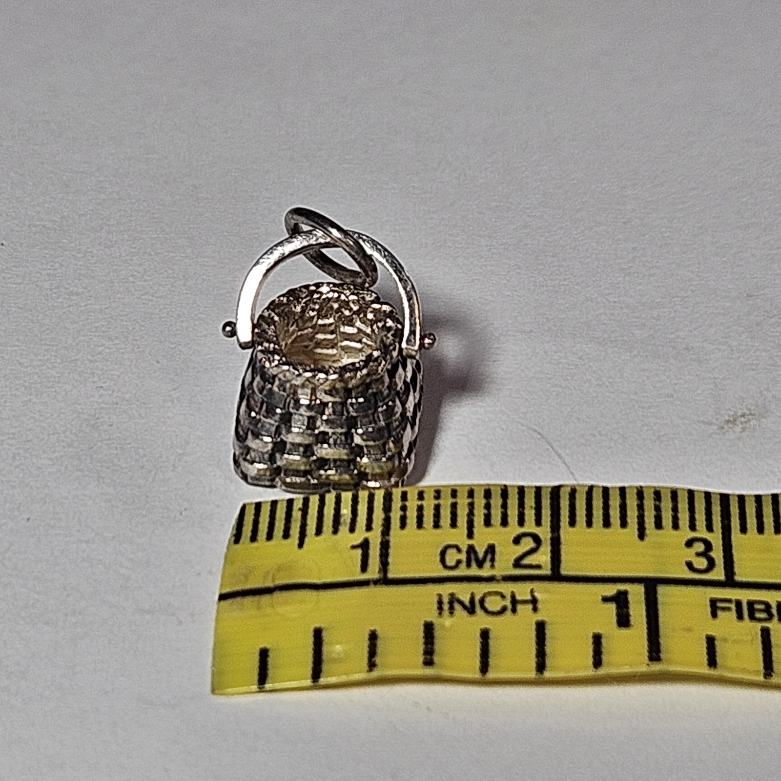 Vintage RCB Sterling Silver 1 Cm Wicker Basket With Handle Charm 4.56 Grams 925