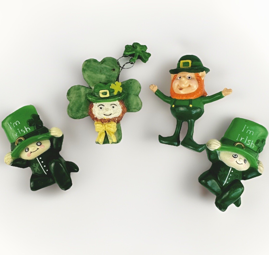 Vtg Lot 6 St Patrick Day Lapel Pins Brooch Jewelry Leprechaun Irish Shamrock