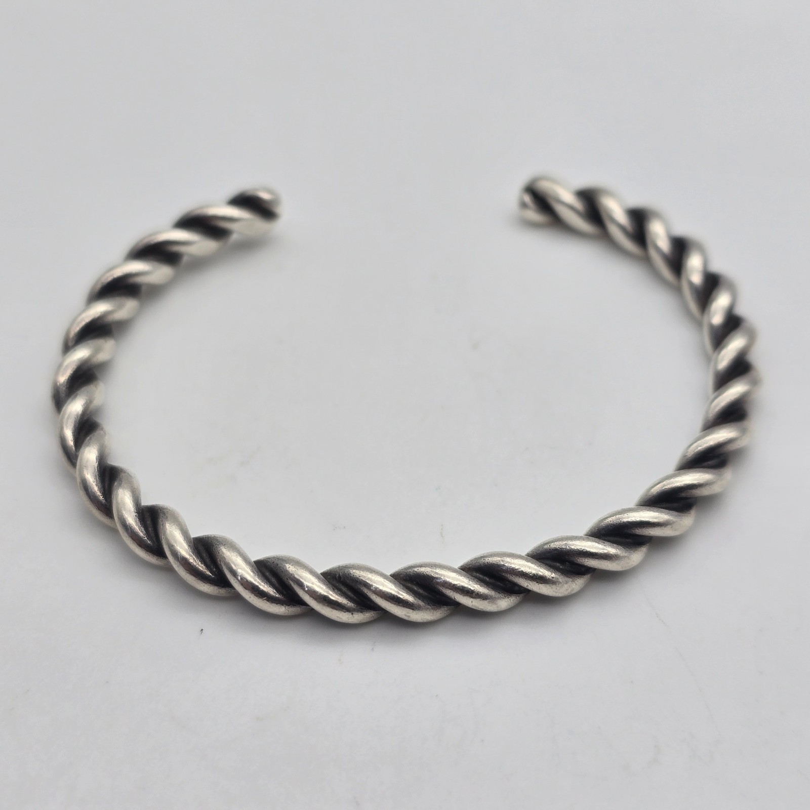 VTG Southwest Twist Wire Cord – 5 mm Sterling Silver Cuff Bangle Bracelet: 6.45″