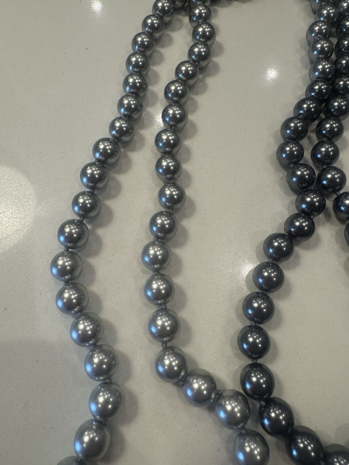 Vintage Ginvenchy cultured pearls. Black and grey. Long strand