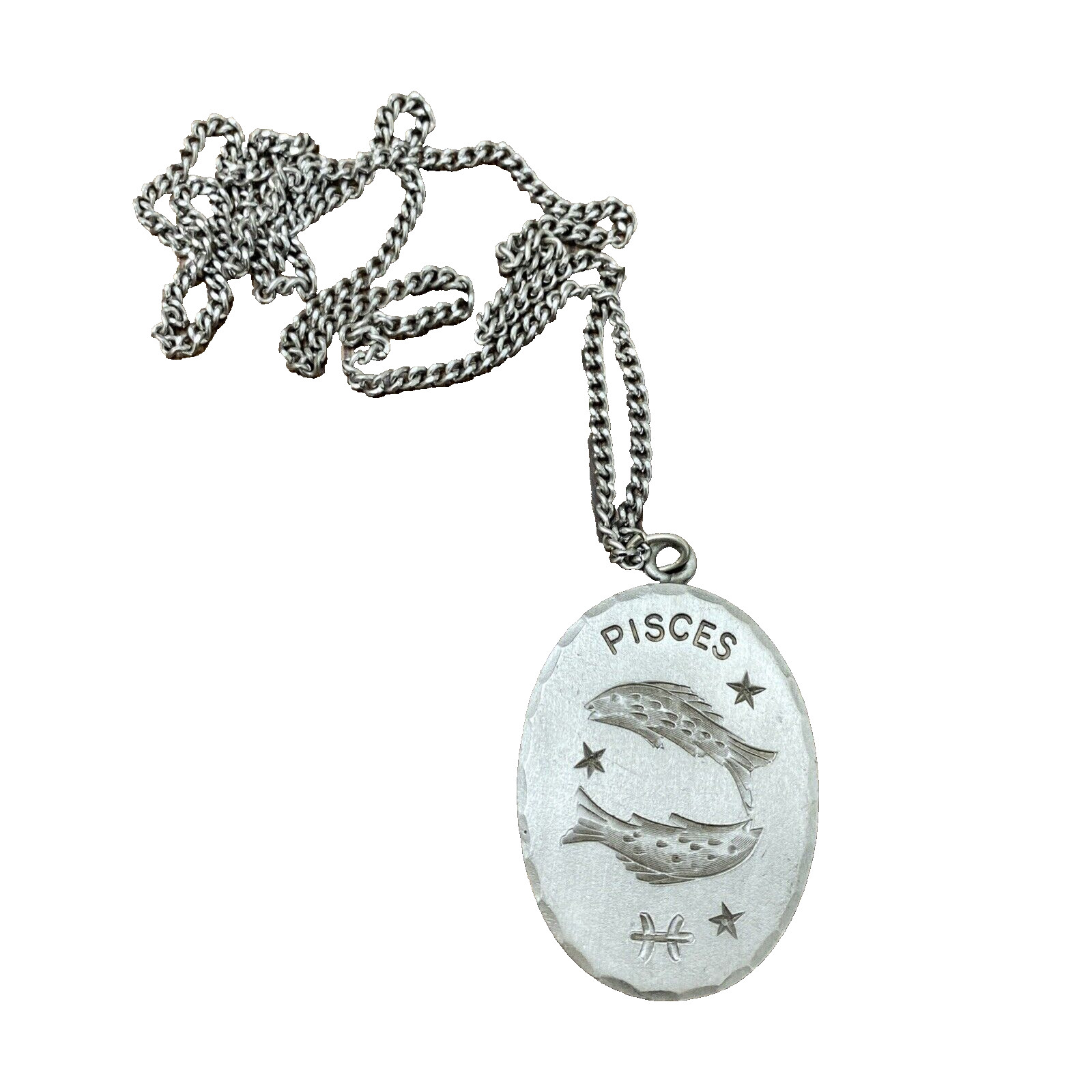 Pewter BDA Zodiac Pisces Horoscope Pendant Chain Necklace FEB – MARCH Birthday