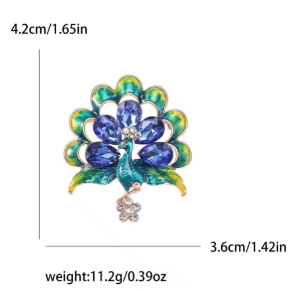 Vintage Style Peacock Bird Rhinestone Crystal Cyan Bird Brooch Pin Pendant Gift