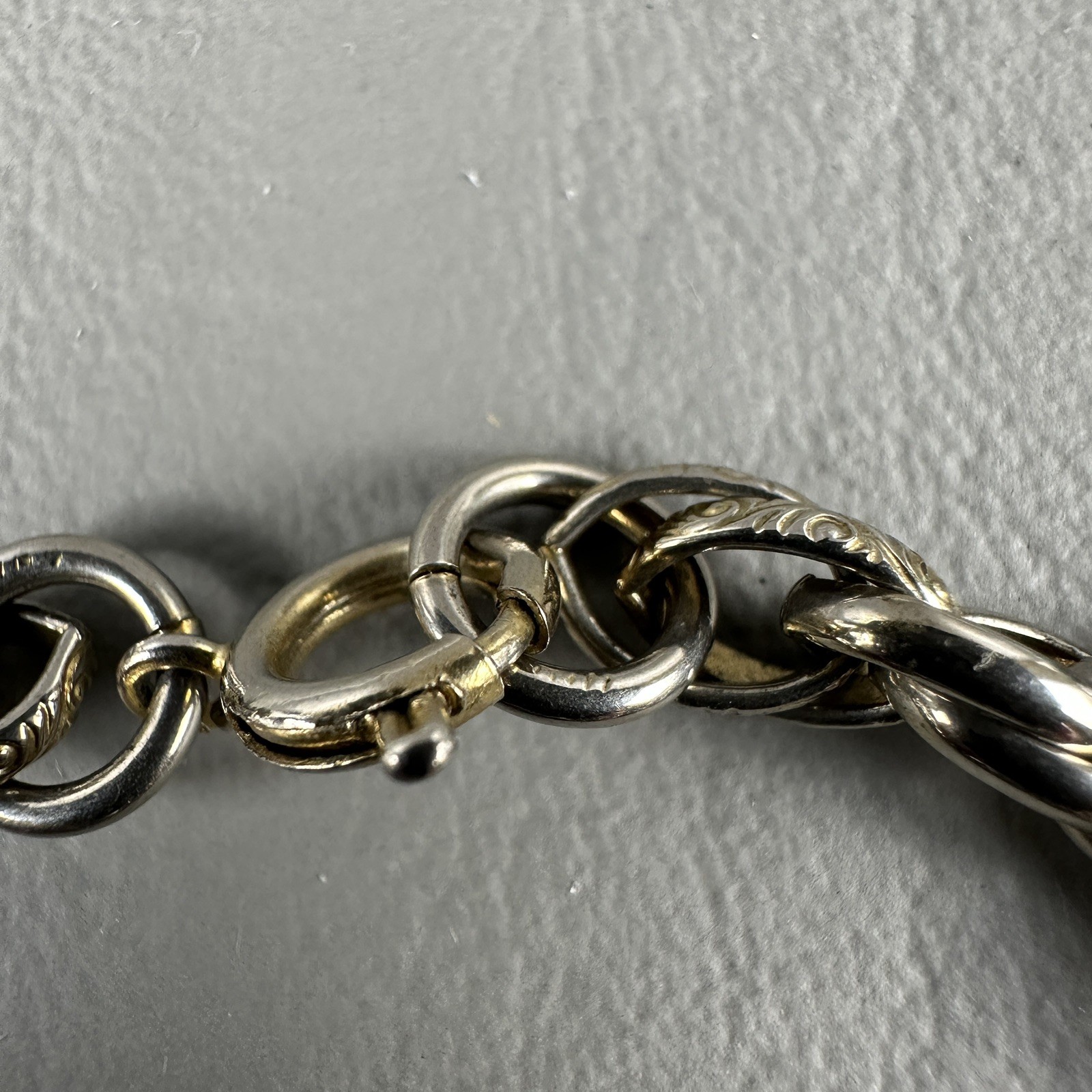 Vintage Charm Bracelet Gold Tone Glass Charms South Africa Coin 6.5″