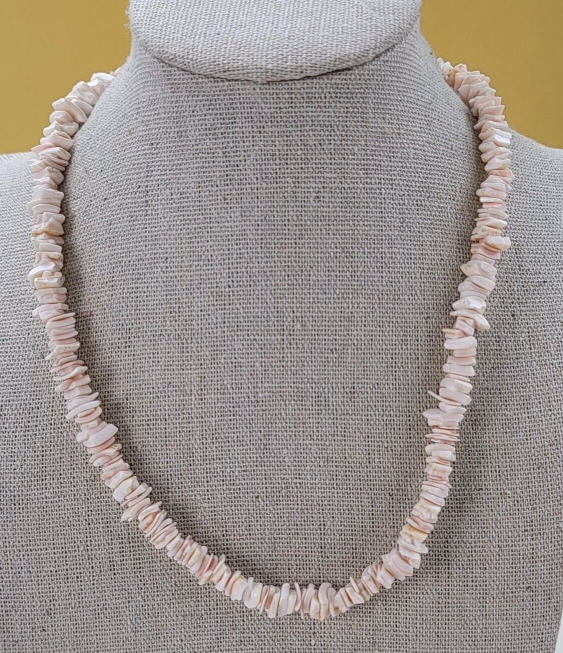 Vintage Puka Shell Necklace 16.5 in Pastel Pink Spring Ring Clasp