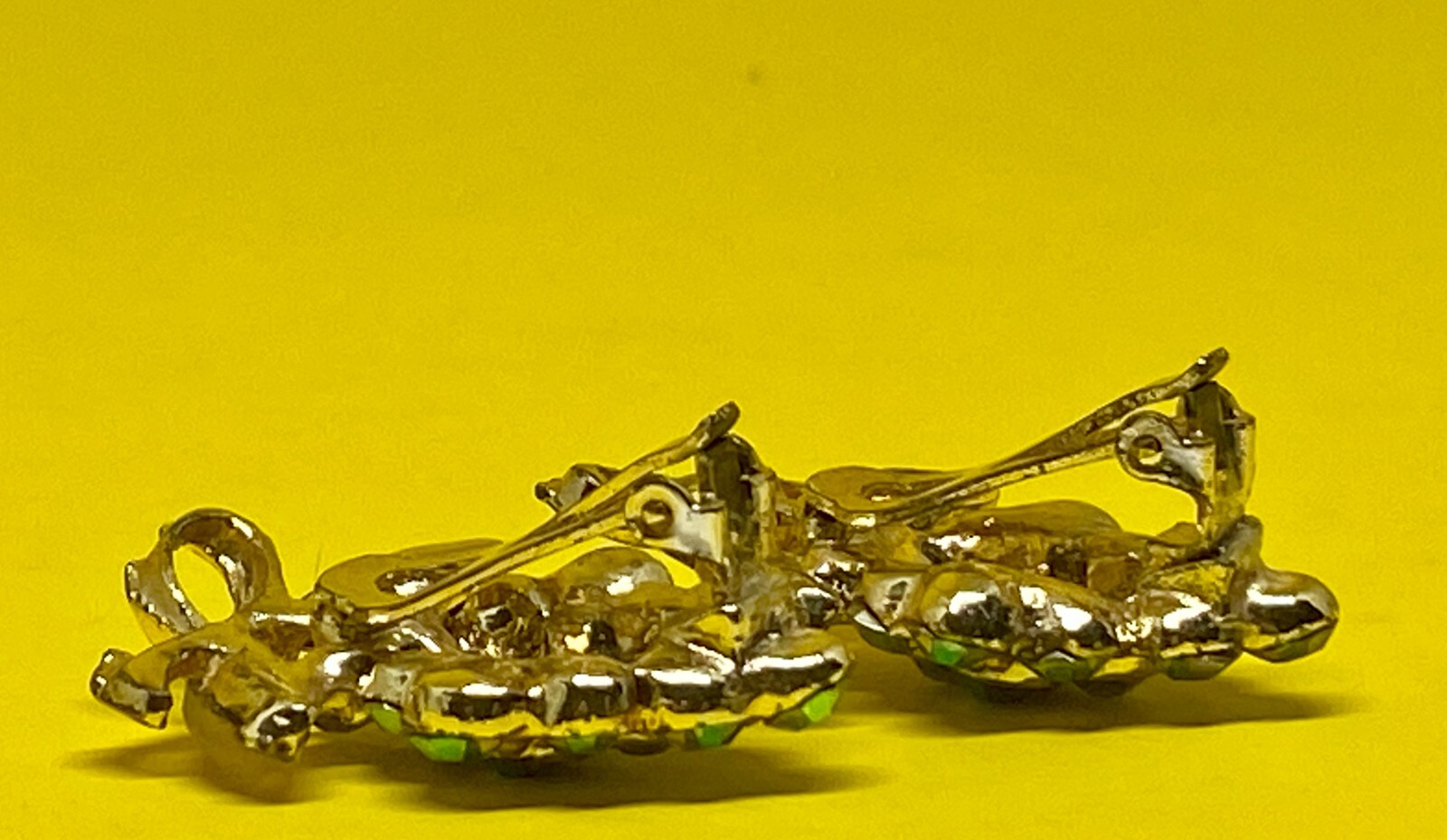 Vintage Rhinestone Clip-On Cluster Earrings Bunch of Grapes Aurora Borealis
