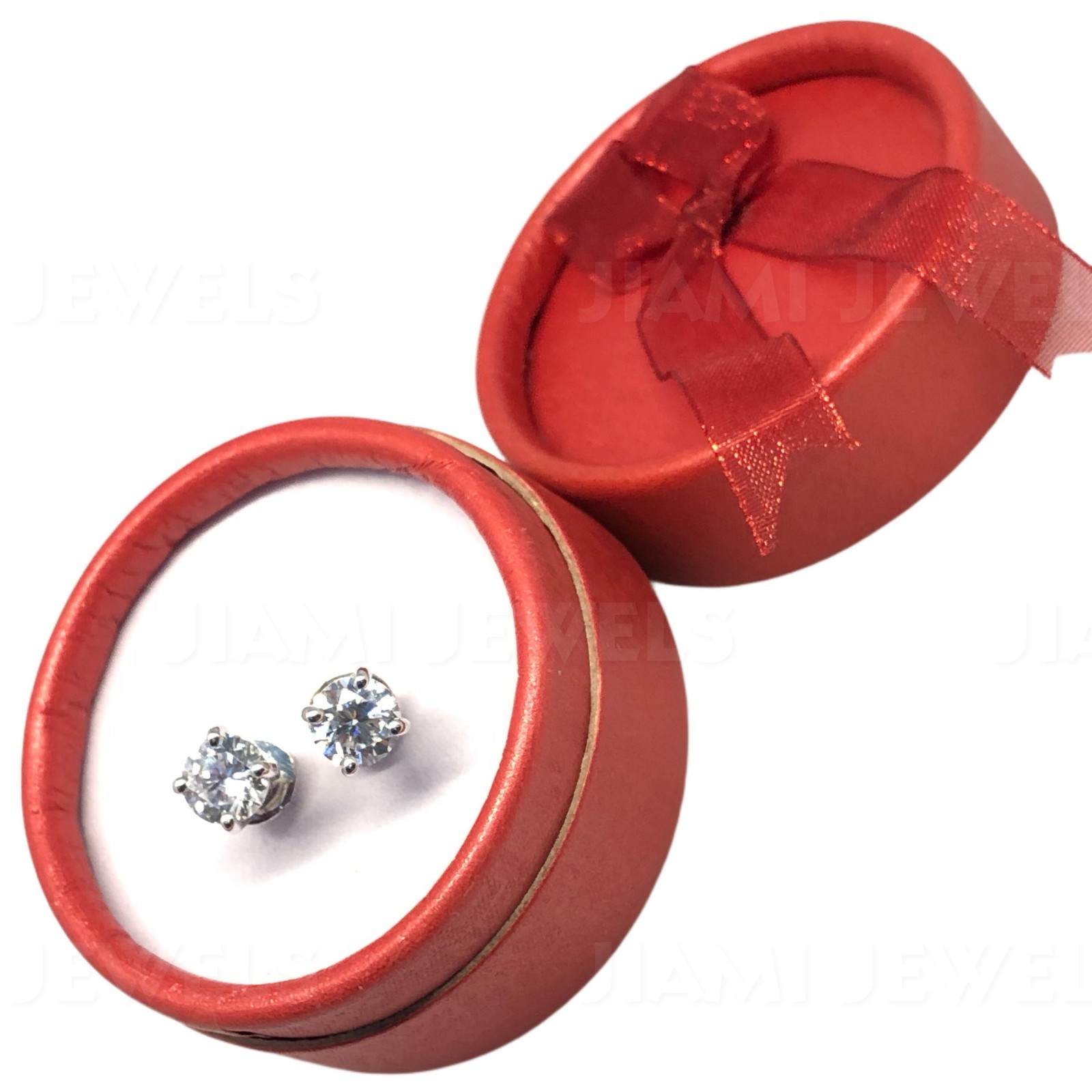 GRA Certified Moissanite Stud Earrings 2.40Ct Round 925 Silver White Gold Finish