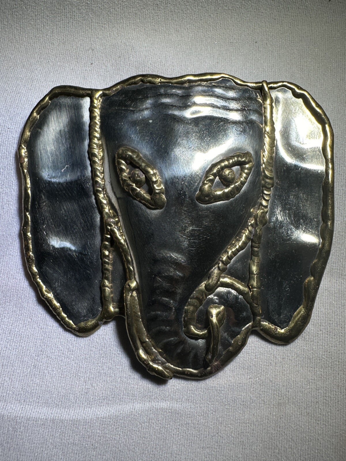 Mixed Metal Brass Elephant Can Be Worn as Brooch or Pendant Handmade Vintage