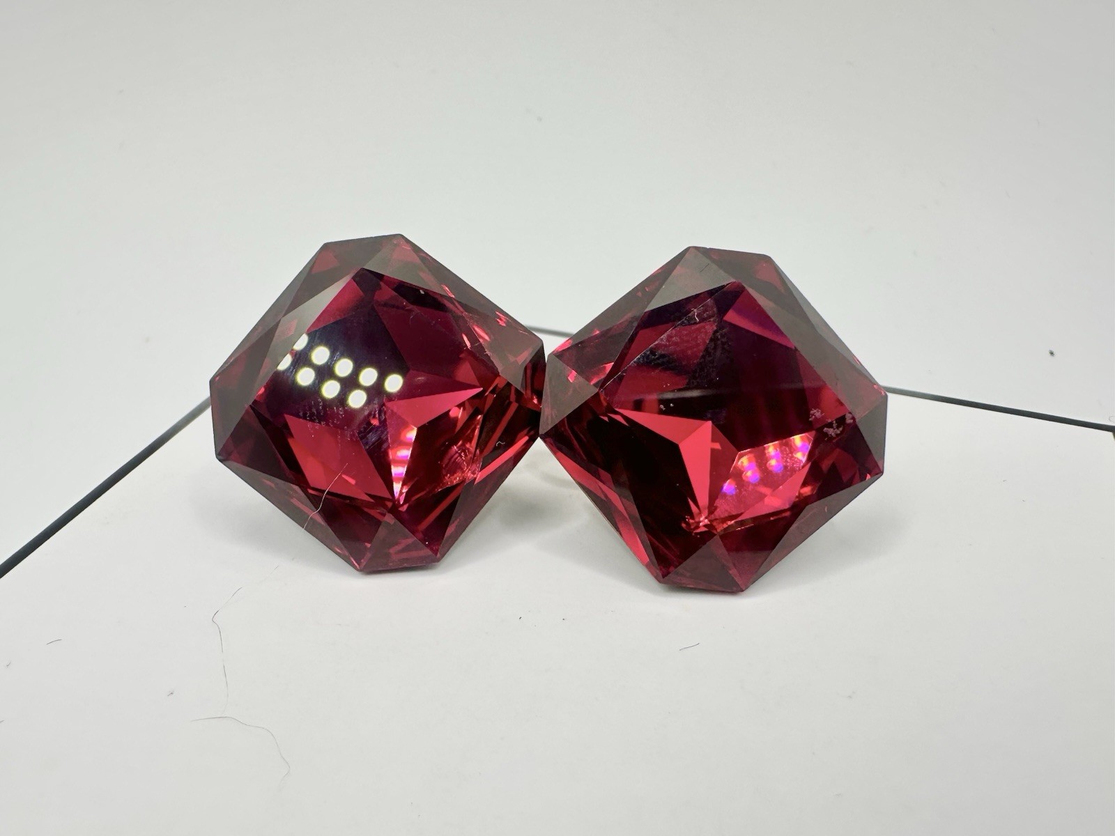 VTG Fuchsia Pink Red Crystal? Clip Earrings Gold Tone Runway Designer Rare Read