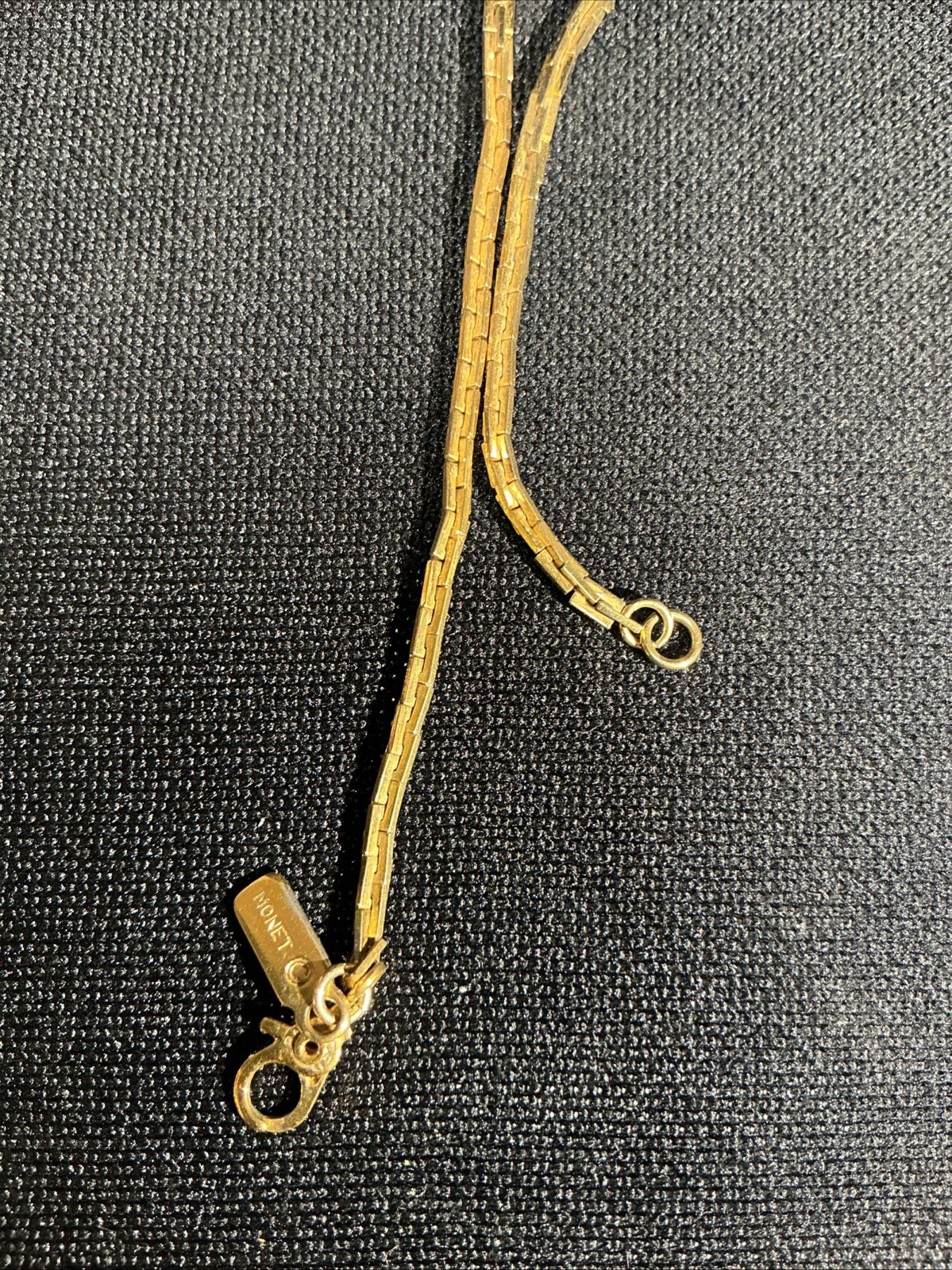 Vintage Gold Tone MONET Modernist Rope Knotted Pendant Necklace Designer