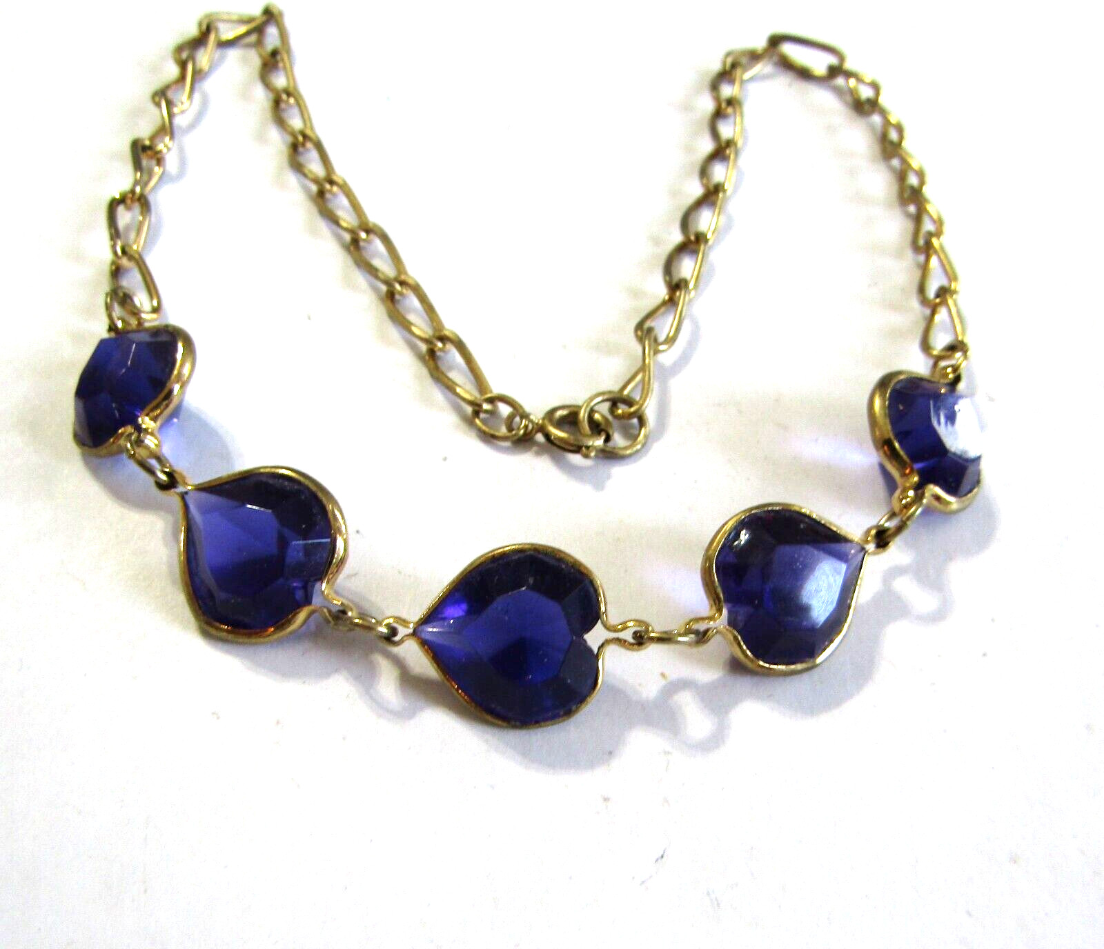 Vintage Purple Crystal Heart Necklace 12 mm 17.5 inch