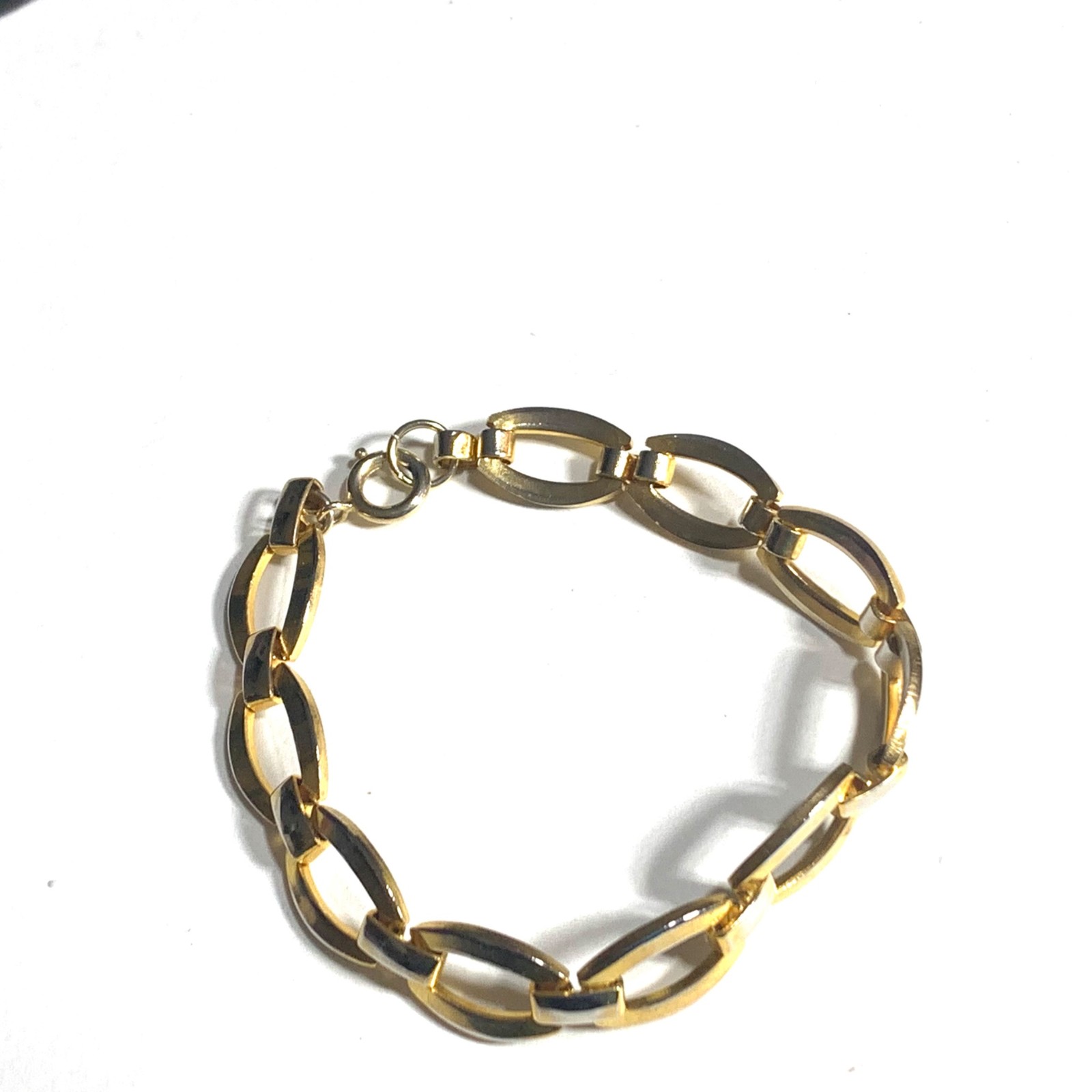Vintage Gold Tone Chain Link Bracelet Open Oval Articulated Links