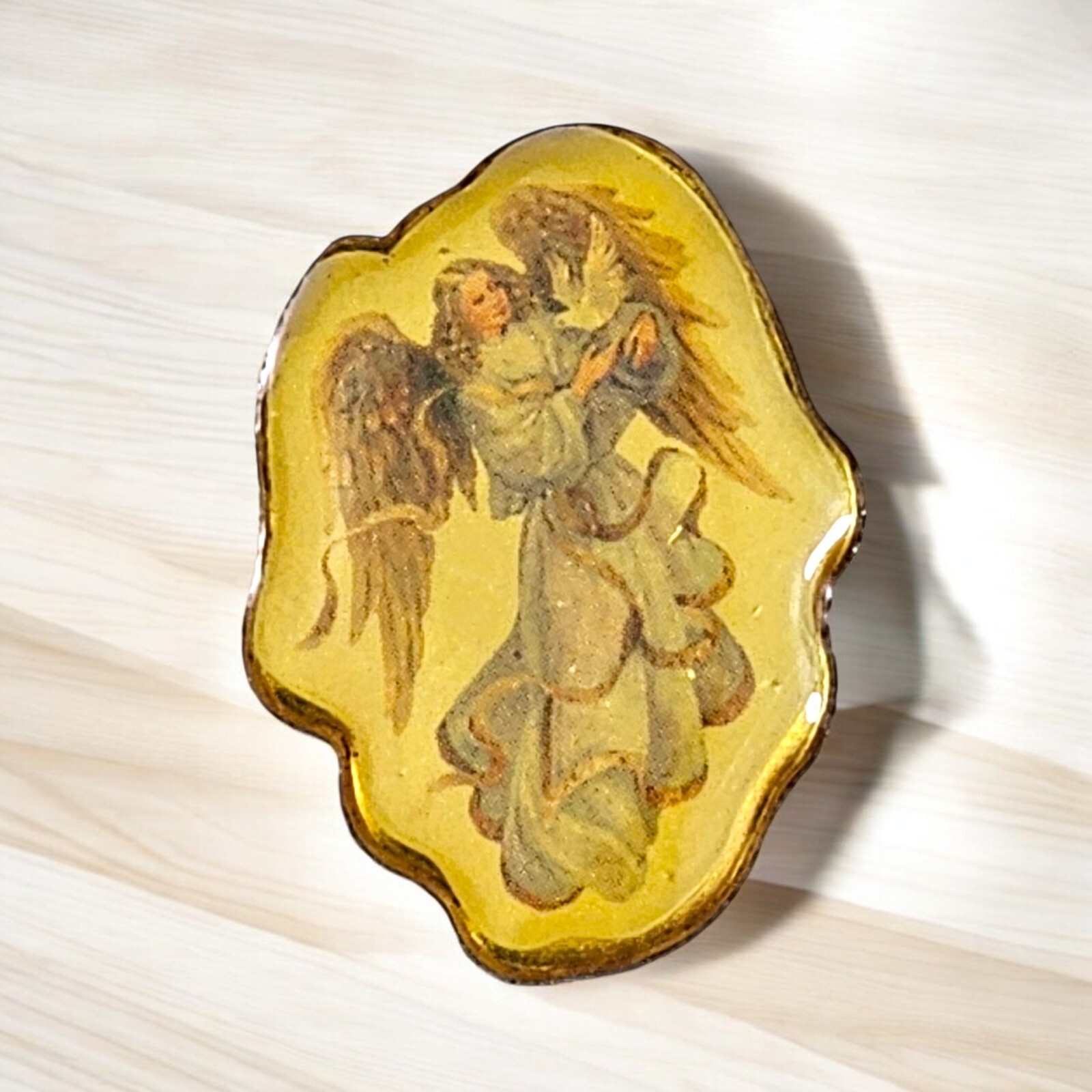 VTG Guardian Angel with White Dove Lapel Hat Pin Christian Religious Resin Metal