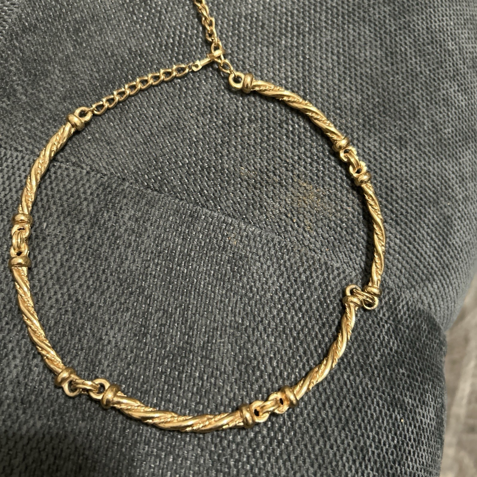 Vintage Gold Knot Hinged Link Rope Nevklace