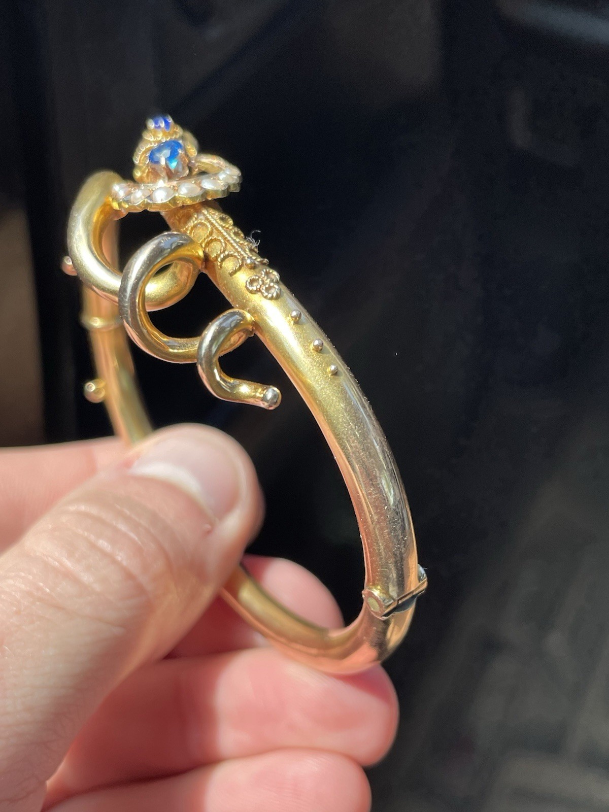 ANTIQUE VICTORIAN ESTRUSCAN SOLID GOLD SNAKE BANGLE BRACELET! 17GR!