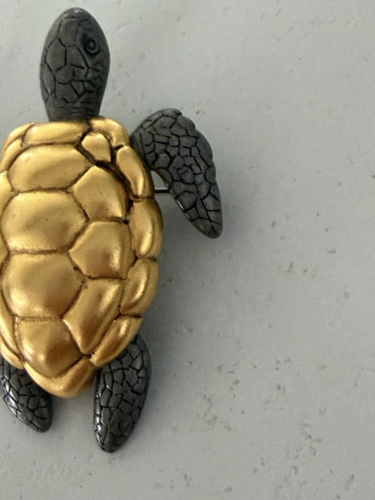 Vintage Danecraft Sea Turtle Pewter Gold Tone Shell Brooch Pin Tortoise Nautical