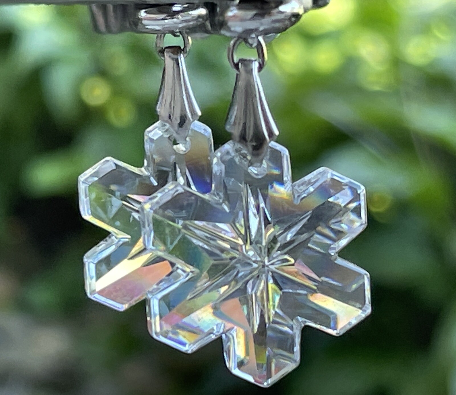 Vintage Earrings Crystal Cut Glass Snowflakes Pierced Post Dangle Drop Jewelry