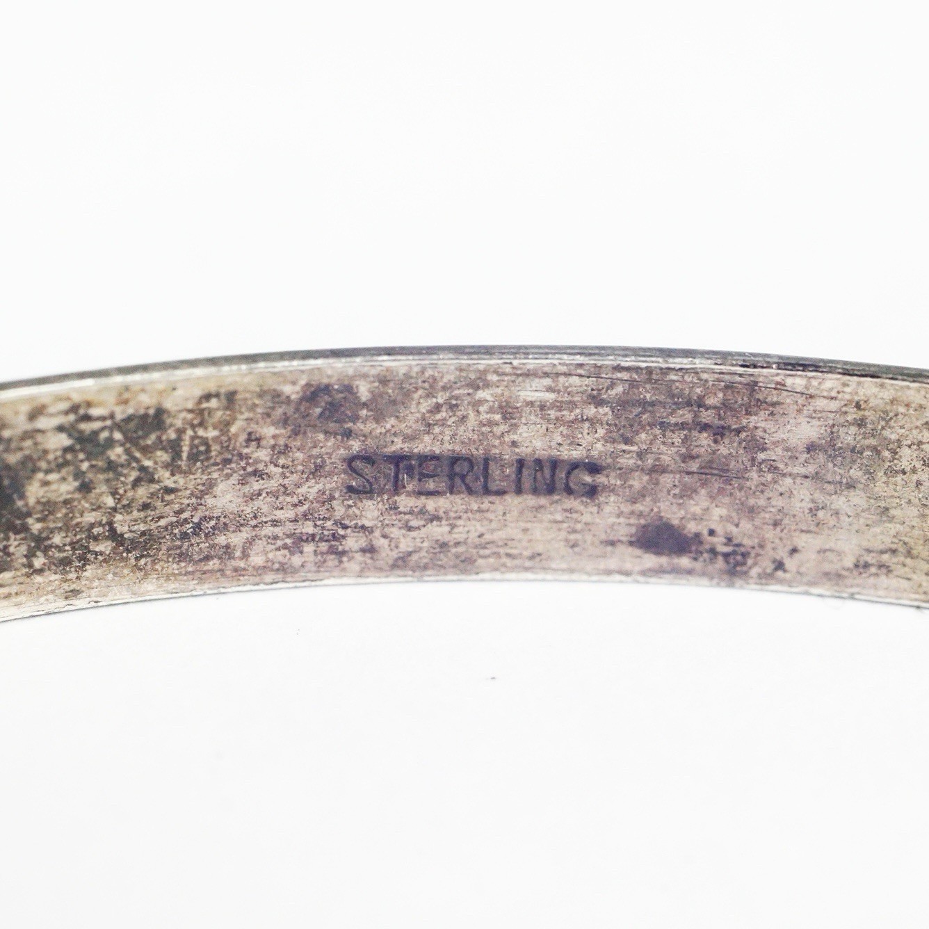 Vintage Sterling Silver 5.3 mm Floral Geometric Bangle Bracelet 7.75” 8.33 g