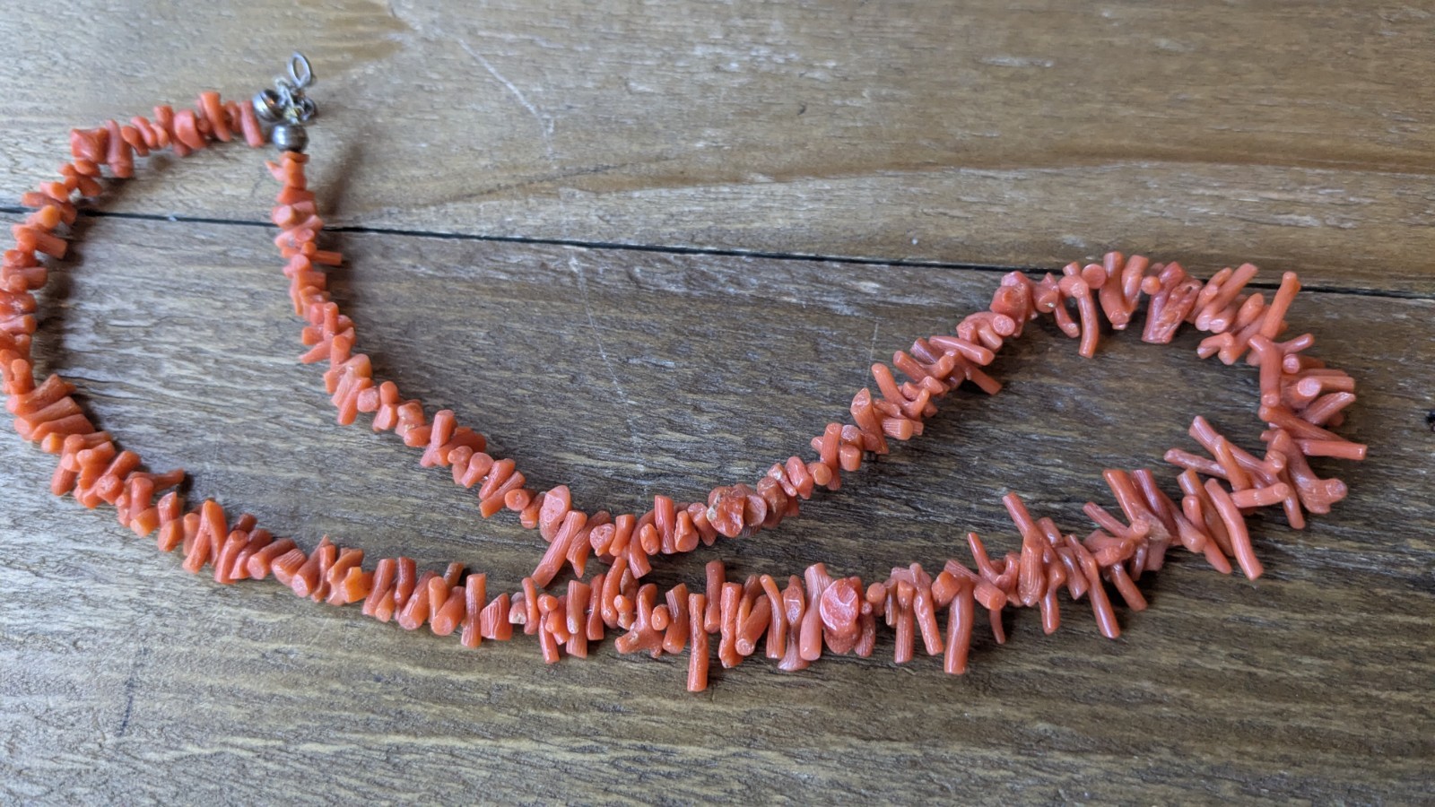 Vintage Native American Navajo Coral Branch Necklace Salmon Color 16″