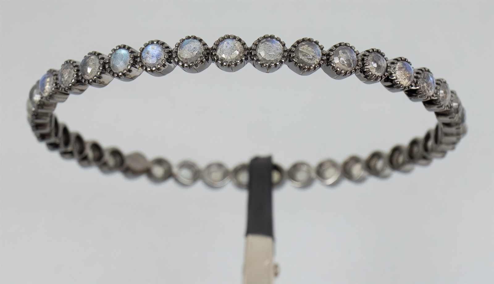 8.1″ HSN Rarities Labradorite Bangle BlackRhodium Sterling Silver Bracelet 15.9g