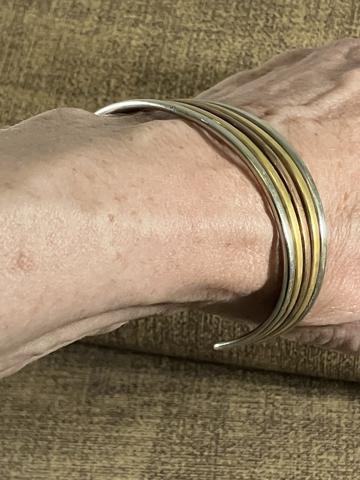 VTG Sergio Lub copper brass silver Cuff bracelet statement Modernist McM retro