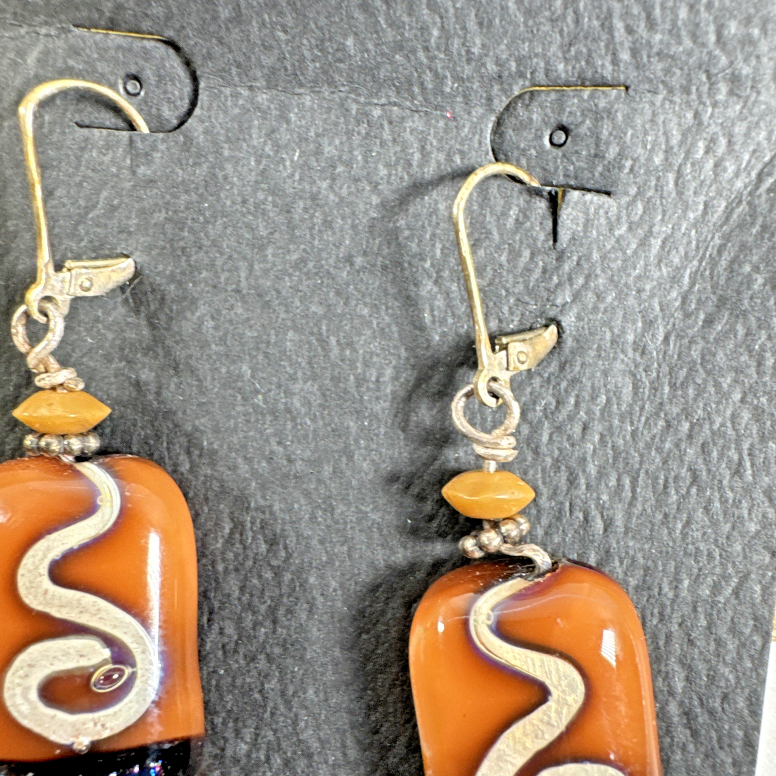 NEW OLD STOCK 80S VTG BLUE MOON GARDEN GLASS WORKS STUDIO 925 DANGLE EARRINGS
