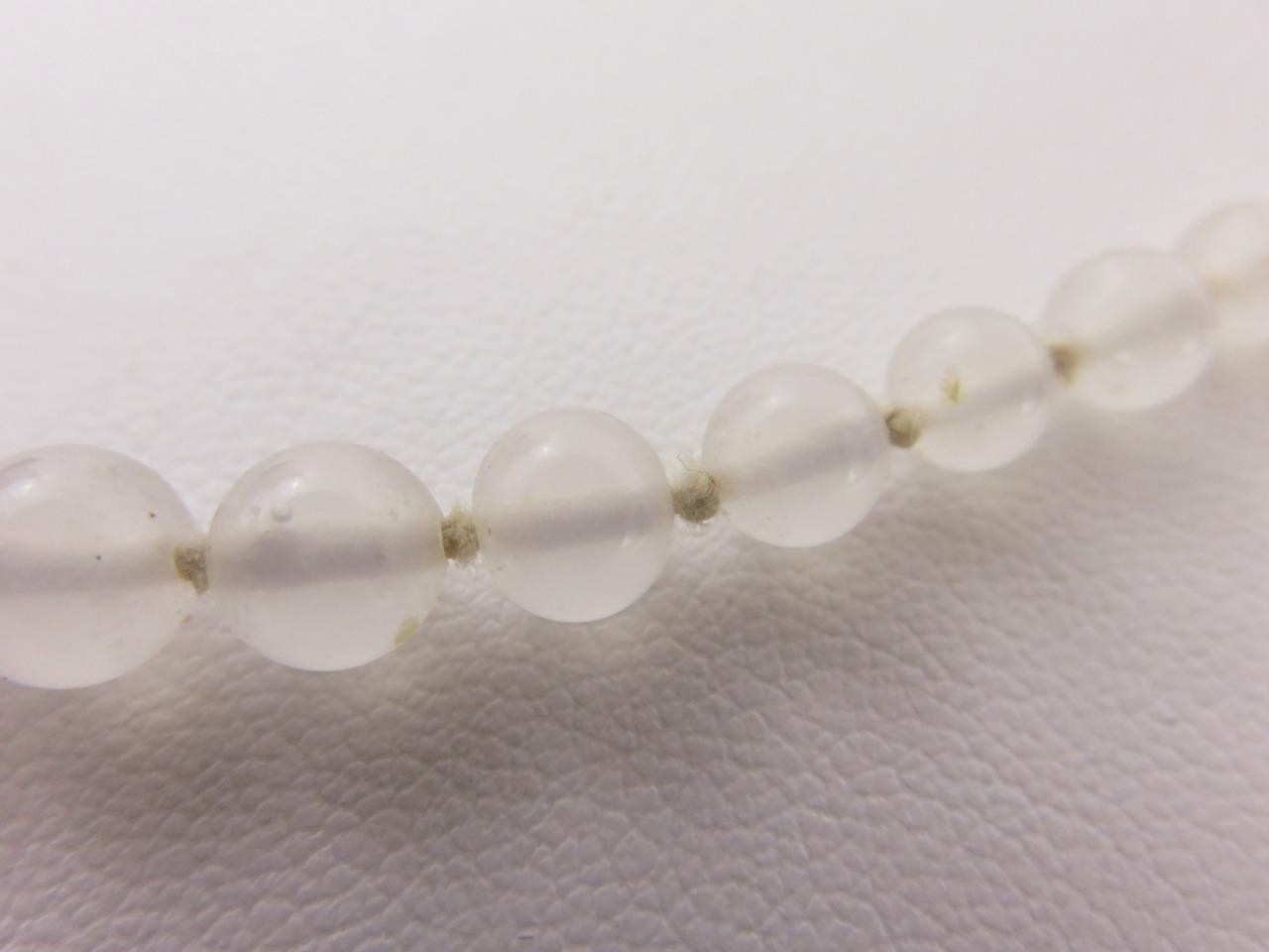 Rose Quartz Necklace Pale Pink Graduated Beads Hand Knot Sterling Silver Clasp