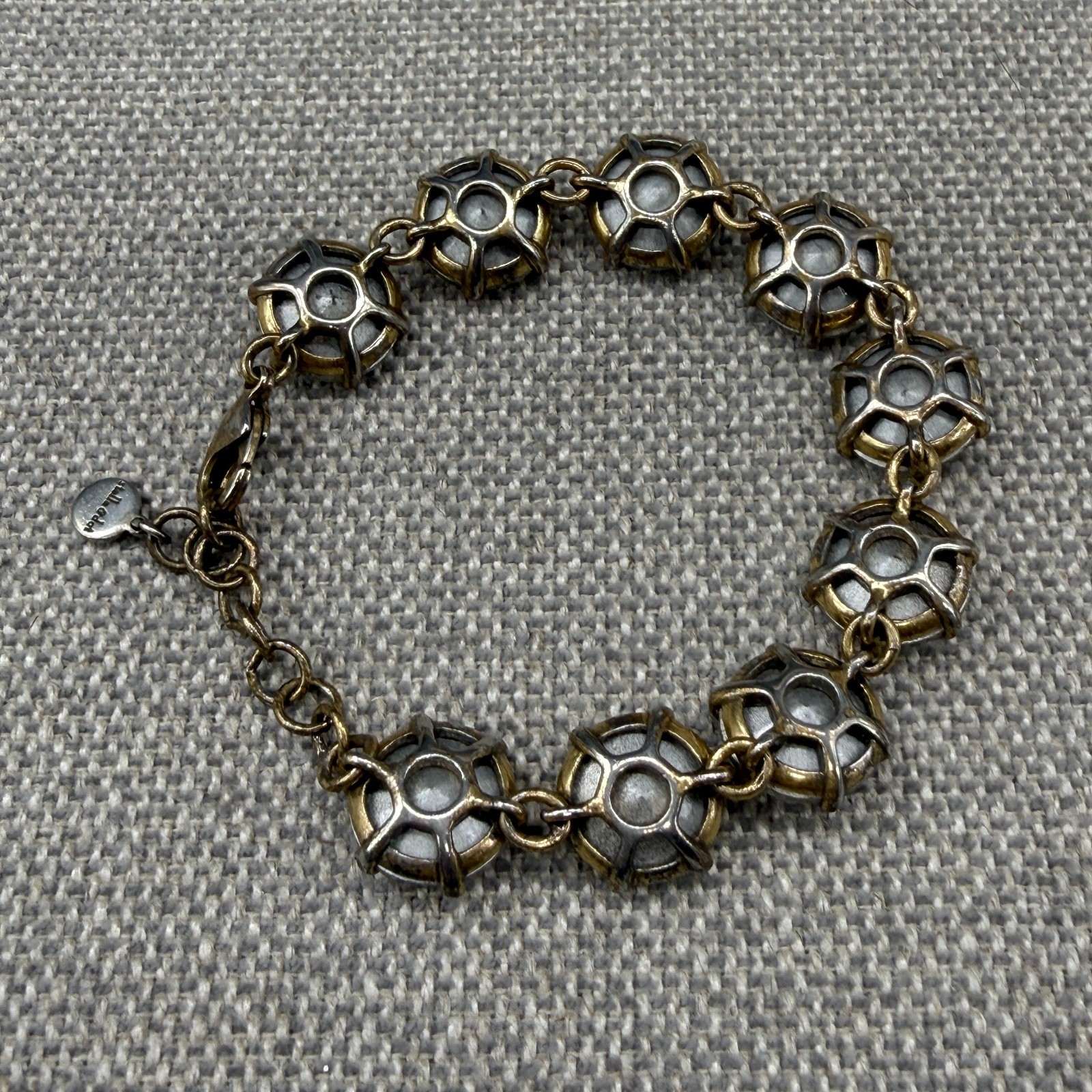 Vintage Stella Dot Amelie Bracelet Clear Rivoli Rhinestones Gold Tone Size 6.75