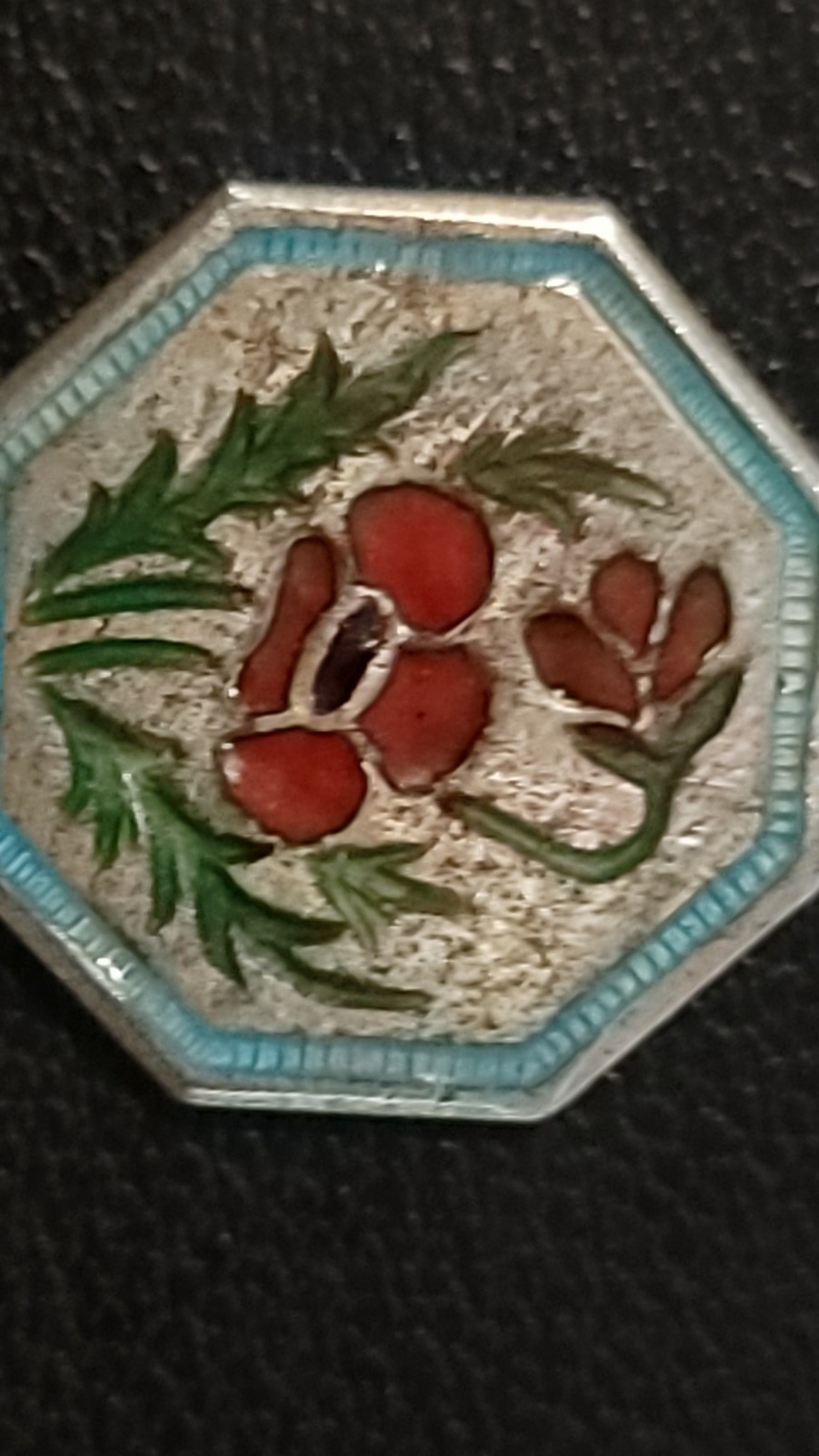 Vintage TLM Sterling Silver Enamel July Poppy Flower of the Month Charm England