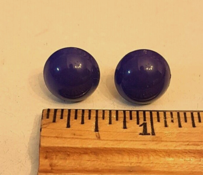Violet Blue Metal Dome Pierced Earrings 1/2 inch Stud Posts