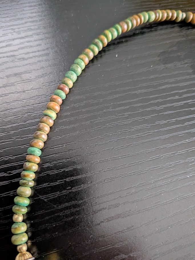 Vintage Seashell Necklace With Ceramic Parrot Wood Beads 22″ Long