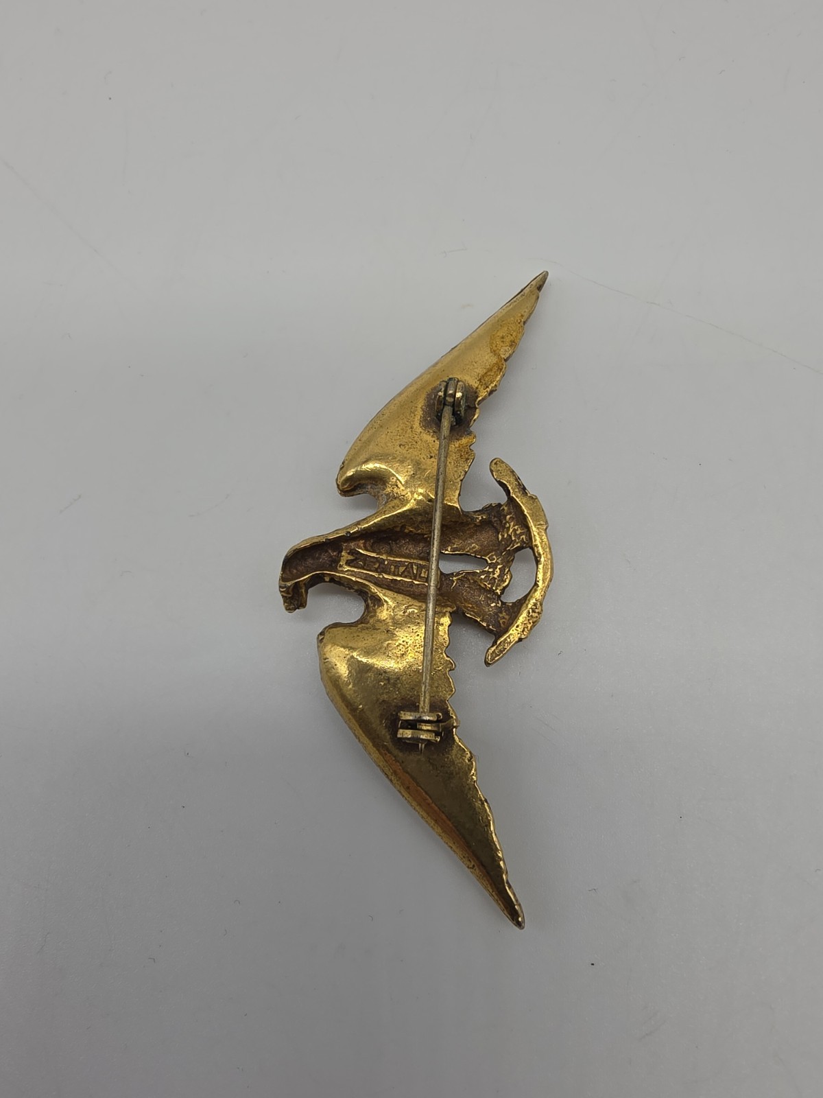 Vintage Antique Zentall Gold Tone Figural Eagle Brooch Pin 67mm x 27mm
