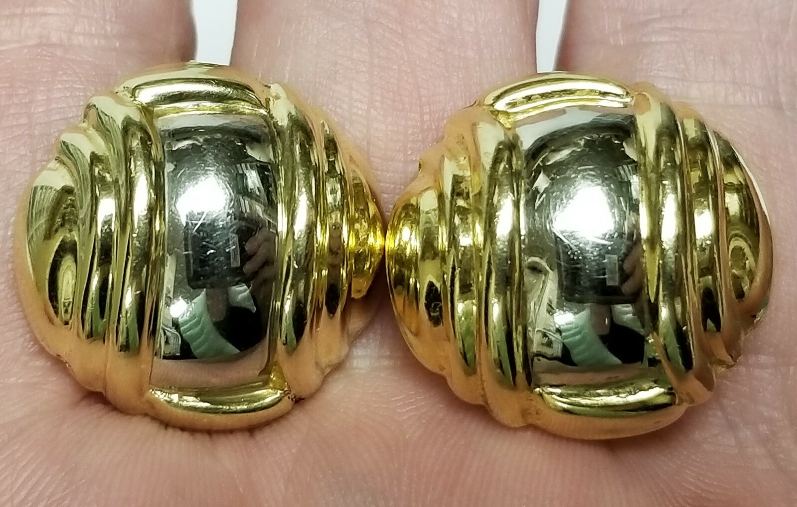 CHIMENTO Modernist 18K Yellow & White Gold Pierced French Clip Earrings 3/4″