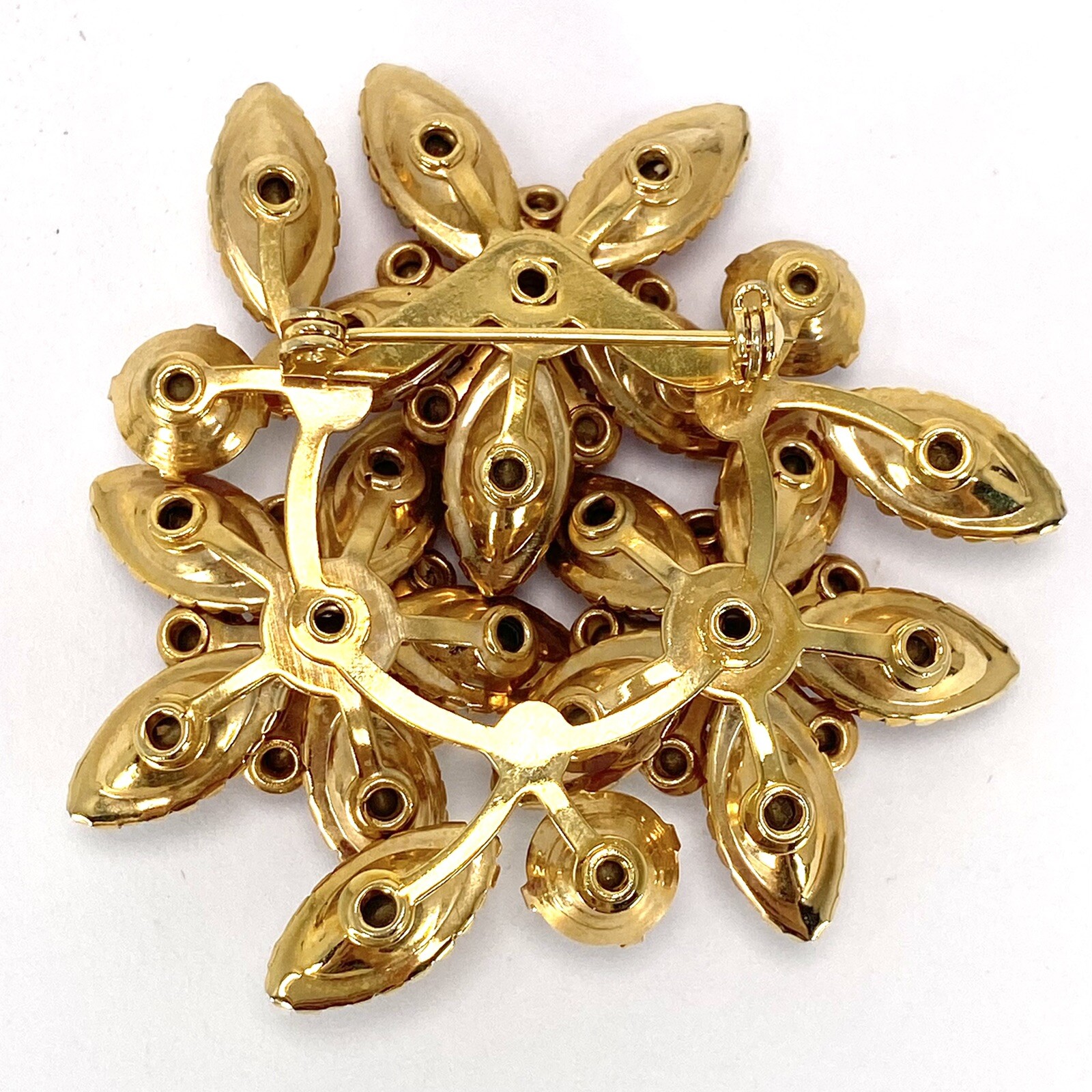 Vintage Red AB Crystals Prong Set Brooch Pin