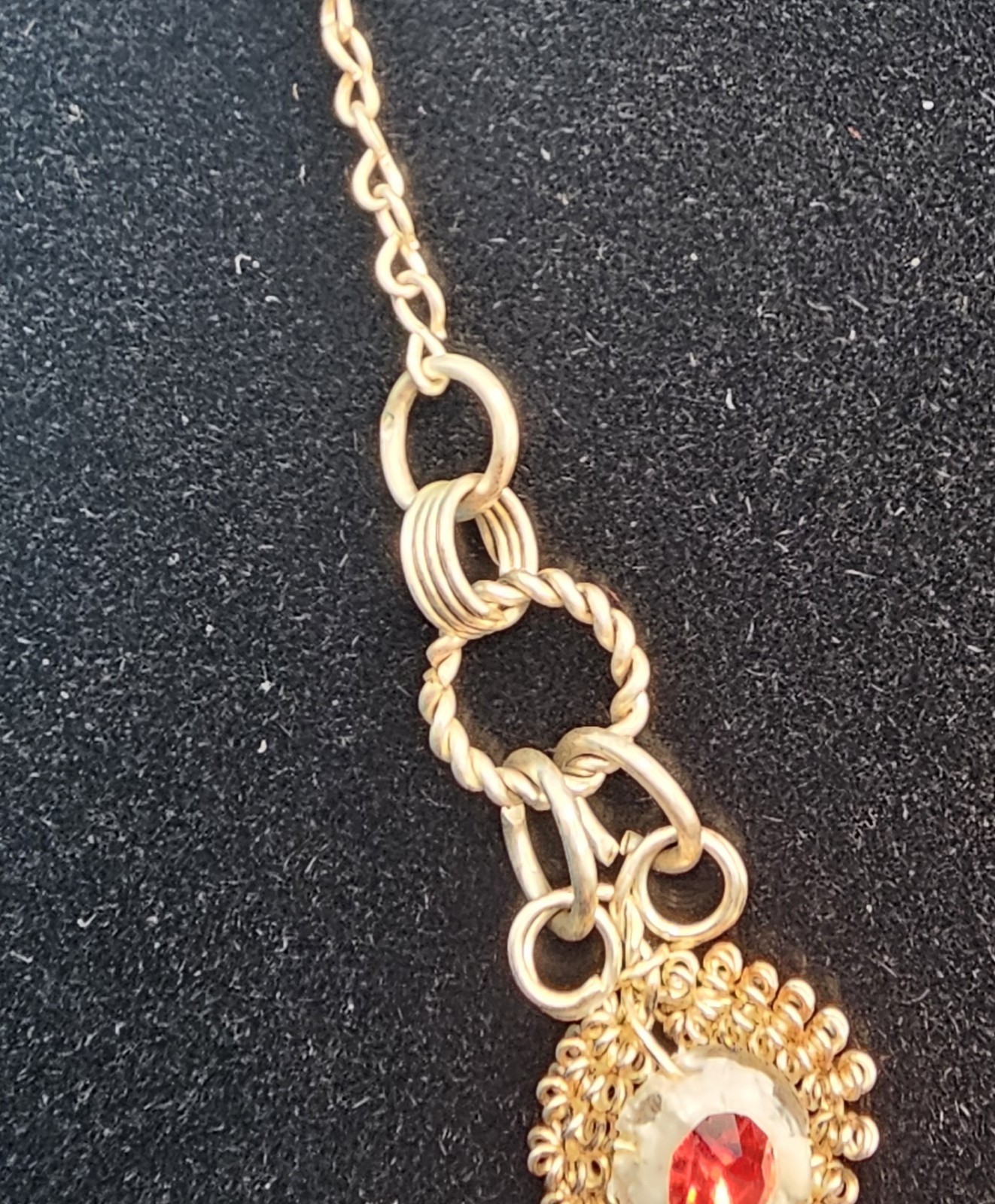 Vintage Cannetille Spun Wire Necklace Lot 2 Faux Pearl Rhinestone Original Clasp