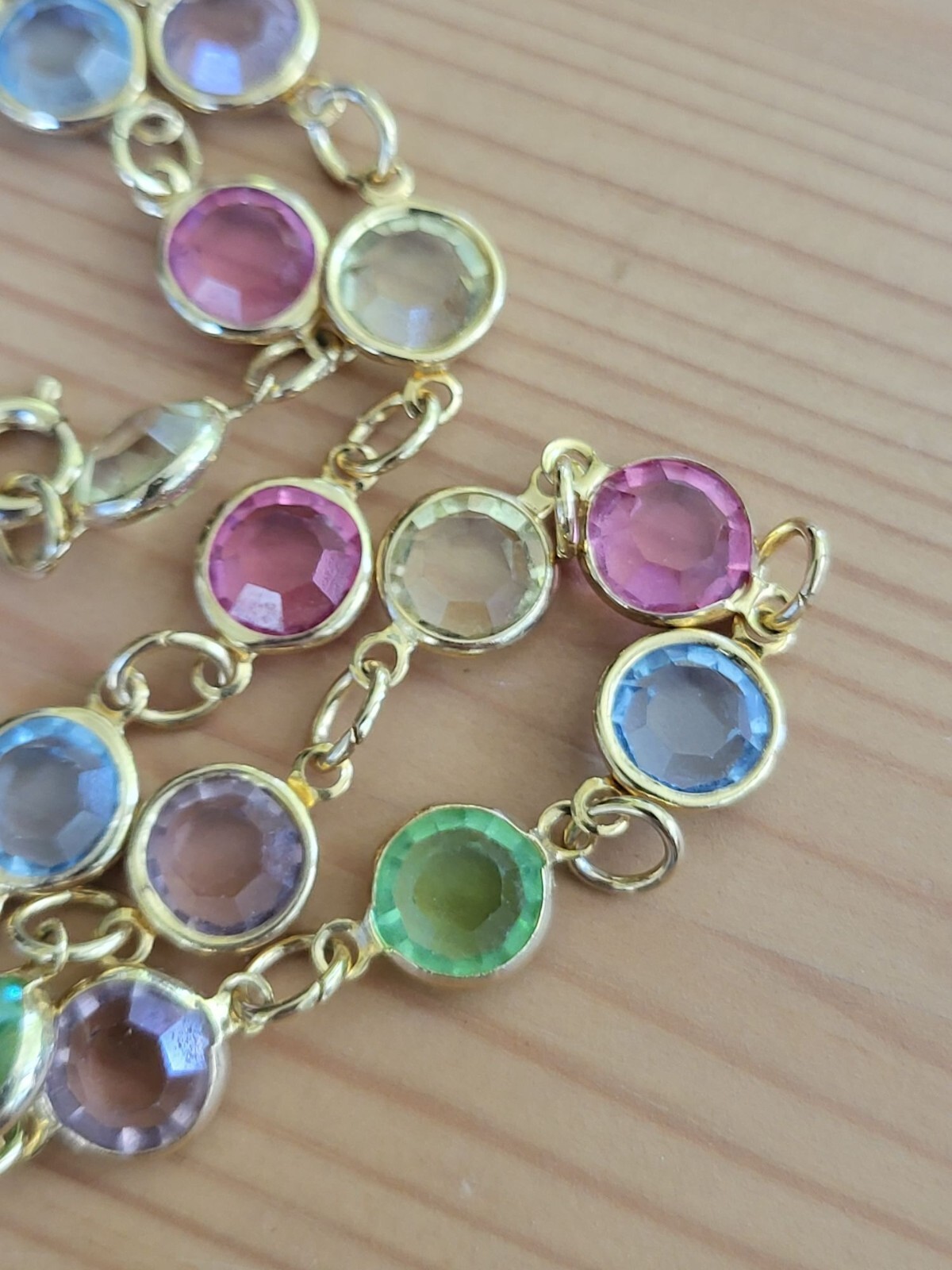 Vintage Pastel AUSTRIAN Crystal USA Bezel Set Crystals Necklace