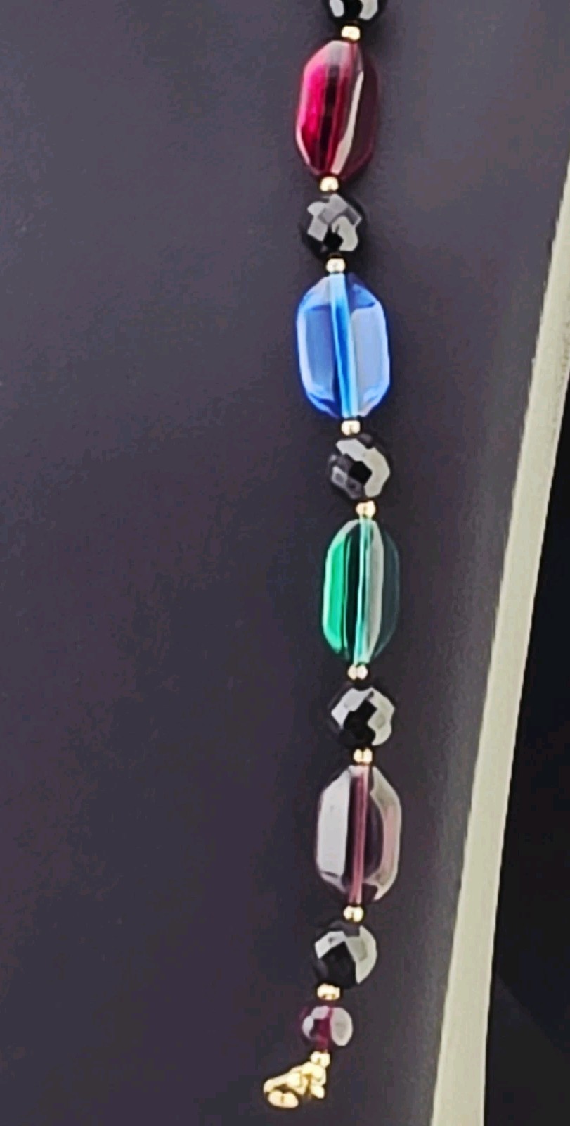 Vintage 1930s Czech Art Glass Necklace Blue & Clear Faceted Beads Handmade