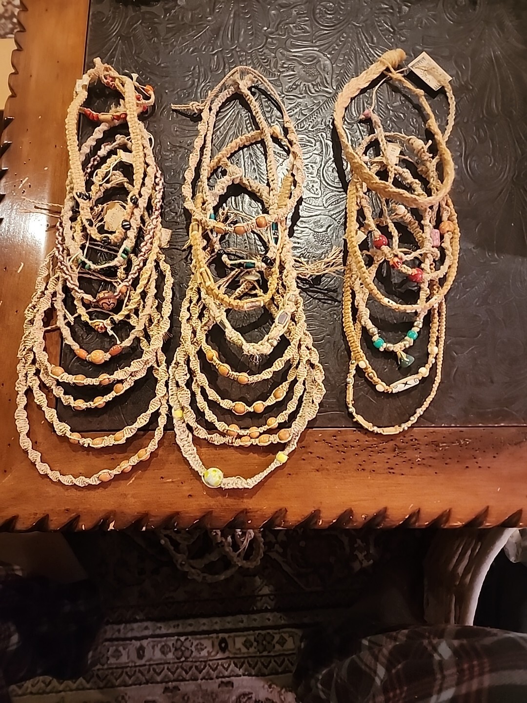 Jute Hemp Glass Beaded Necklace Choker Mixed Bulk Lot 25 Pcs NOS Lot#11225
