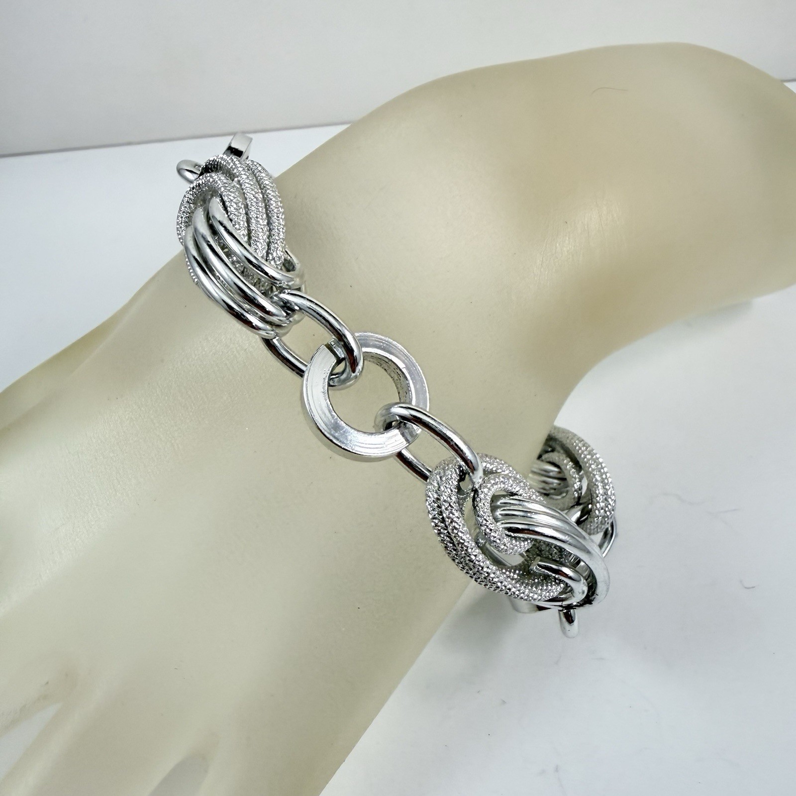 Vintage Two GERMANY Silver Tone Lightweight Bracelets Flamingo & Chain Link