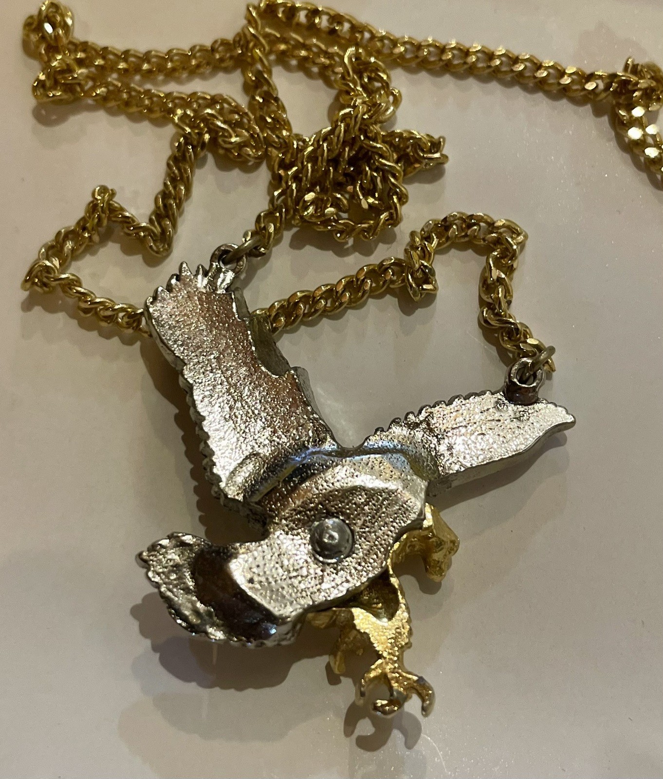 Vintage Gold Tone silver tone Mens Eagle Necklace Pendant with Chain (no clasp)
