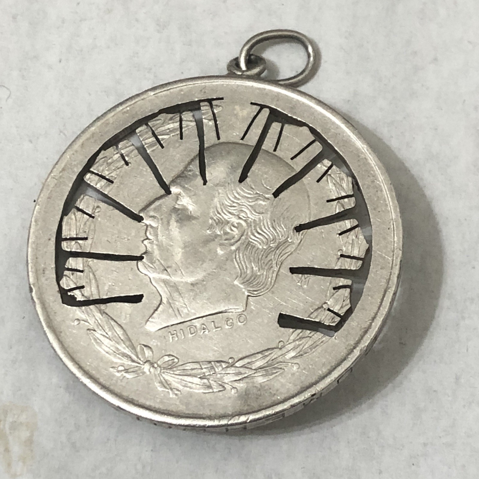 40s Vintage Jesus Cross Pendant Top Sterling Silver Mexico Taxco Medal Old