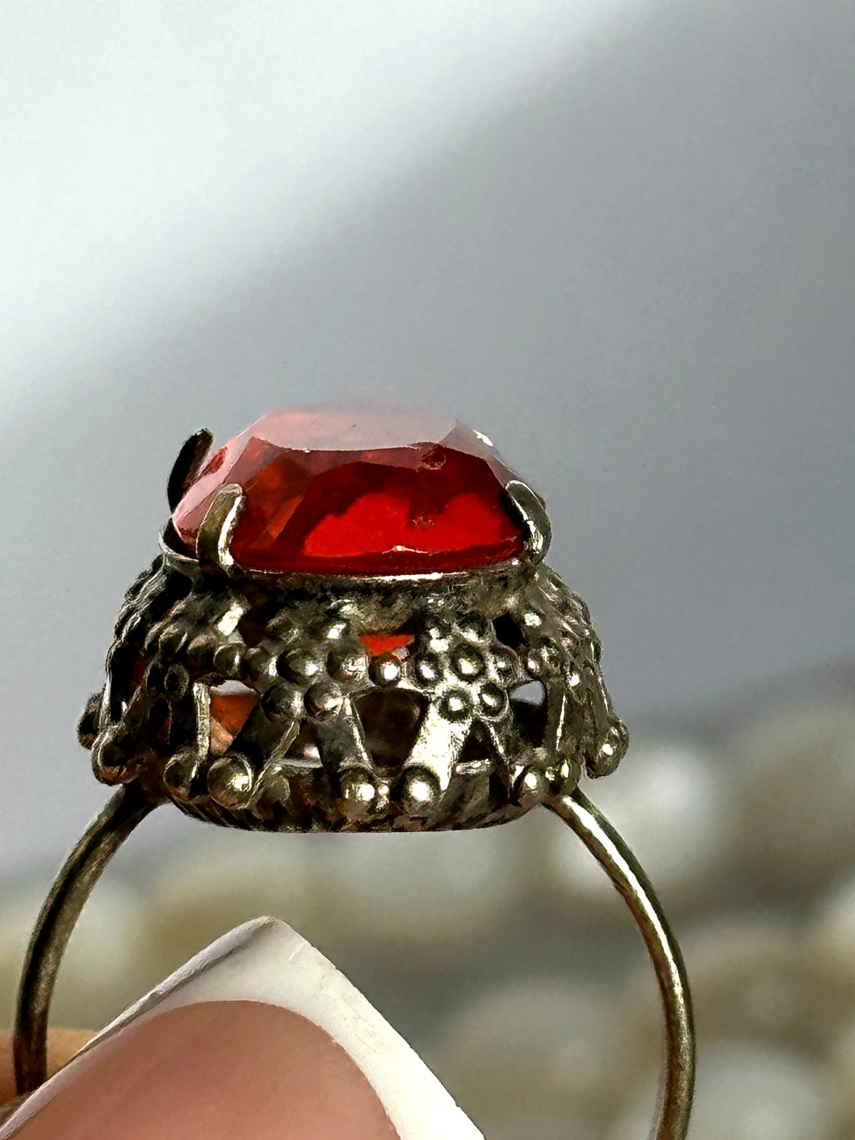 vintage woman RING soviet SILVER 875 star “Sudarushka” girl openwork crown USSR
