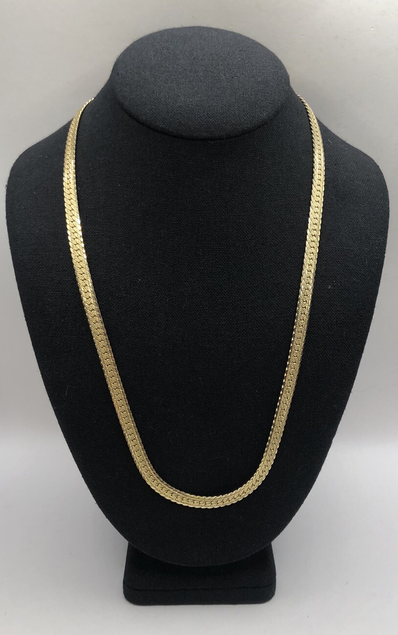 Vintage Textured Serpentine Necklace Goldtone 20” Long 1/4” Wide Unisex