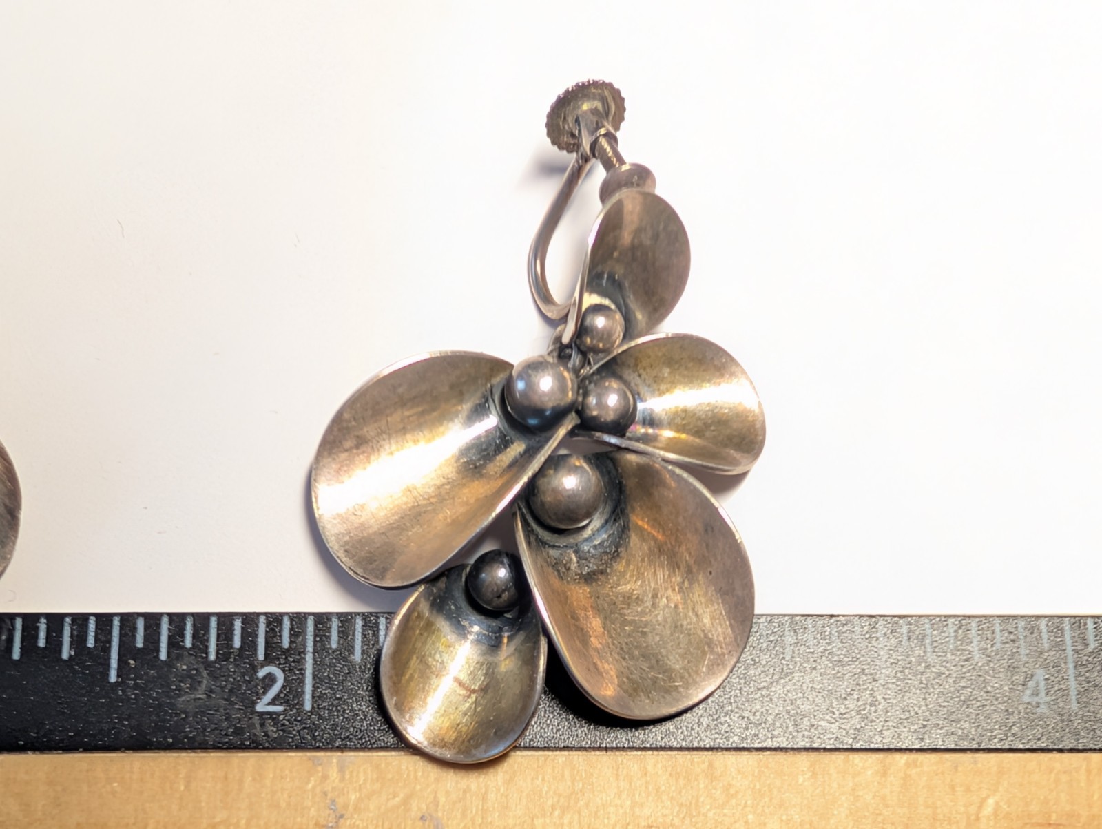 VINTAGE STERLING SILVER N.E. FROM DENMARK EARRINGS SIGNED HALLMARKED SCREWBACK