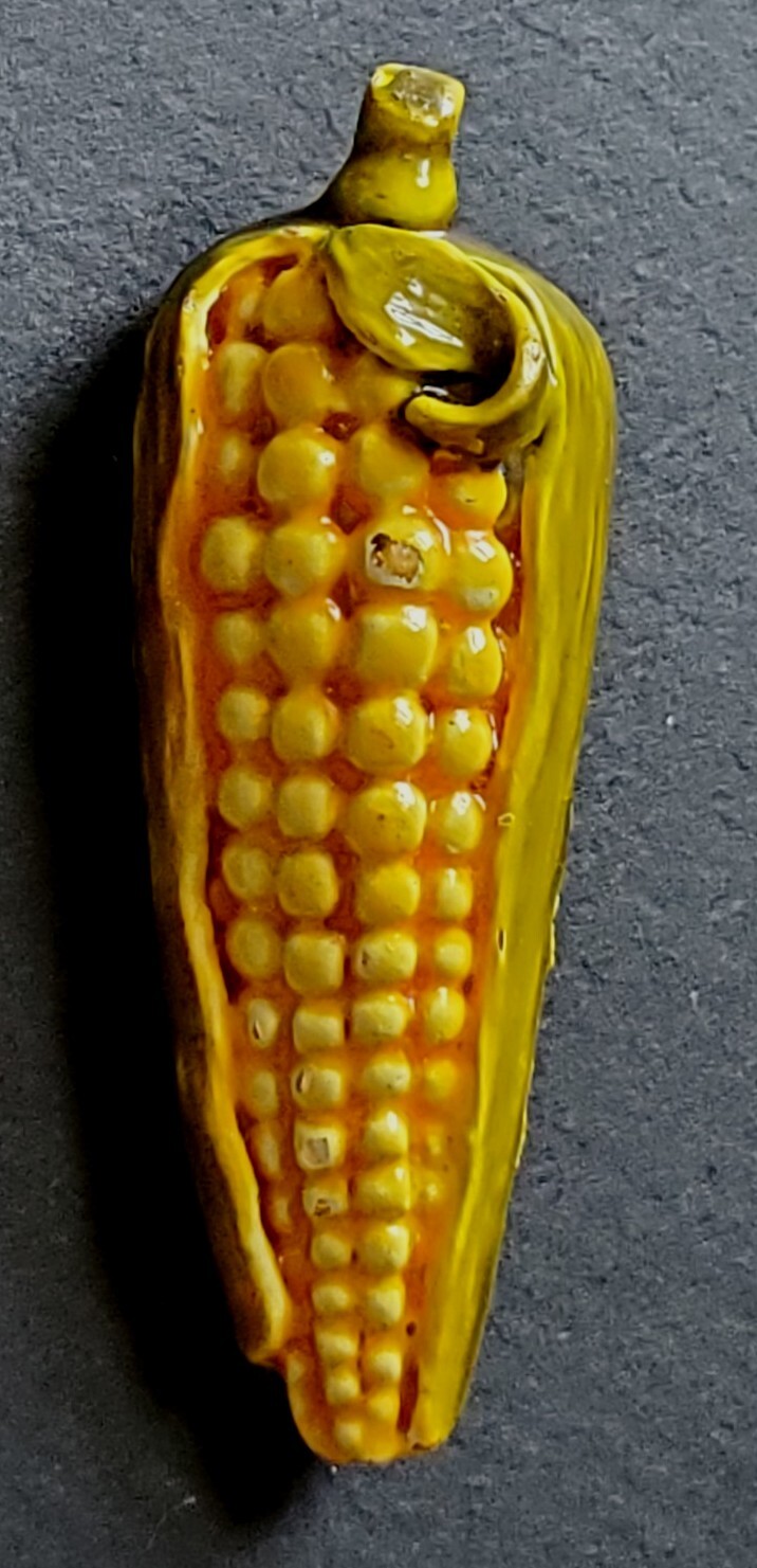 Vtg Zentall Enameled Gold Tone Corn Husk Country Farm Pin Brooch 2.5 in