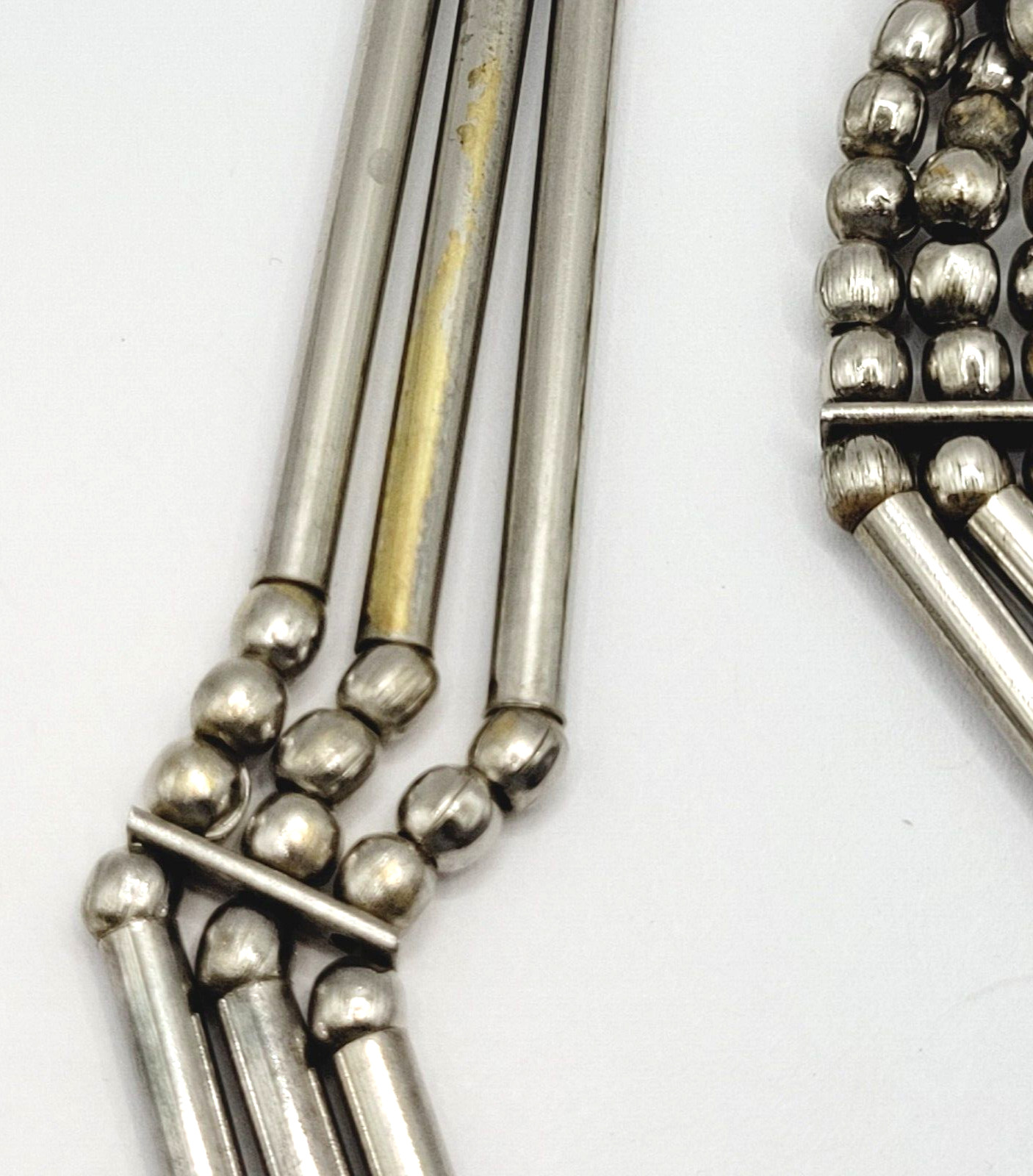 Unique Style Native Brutalist Industrial Silver Tone Metal Vtg Necklace 29 Inch