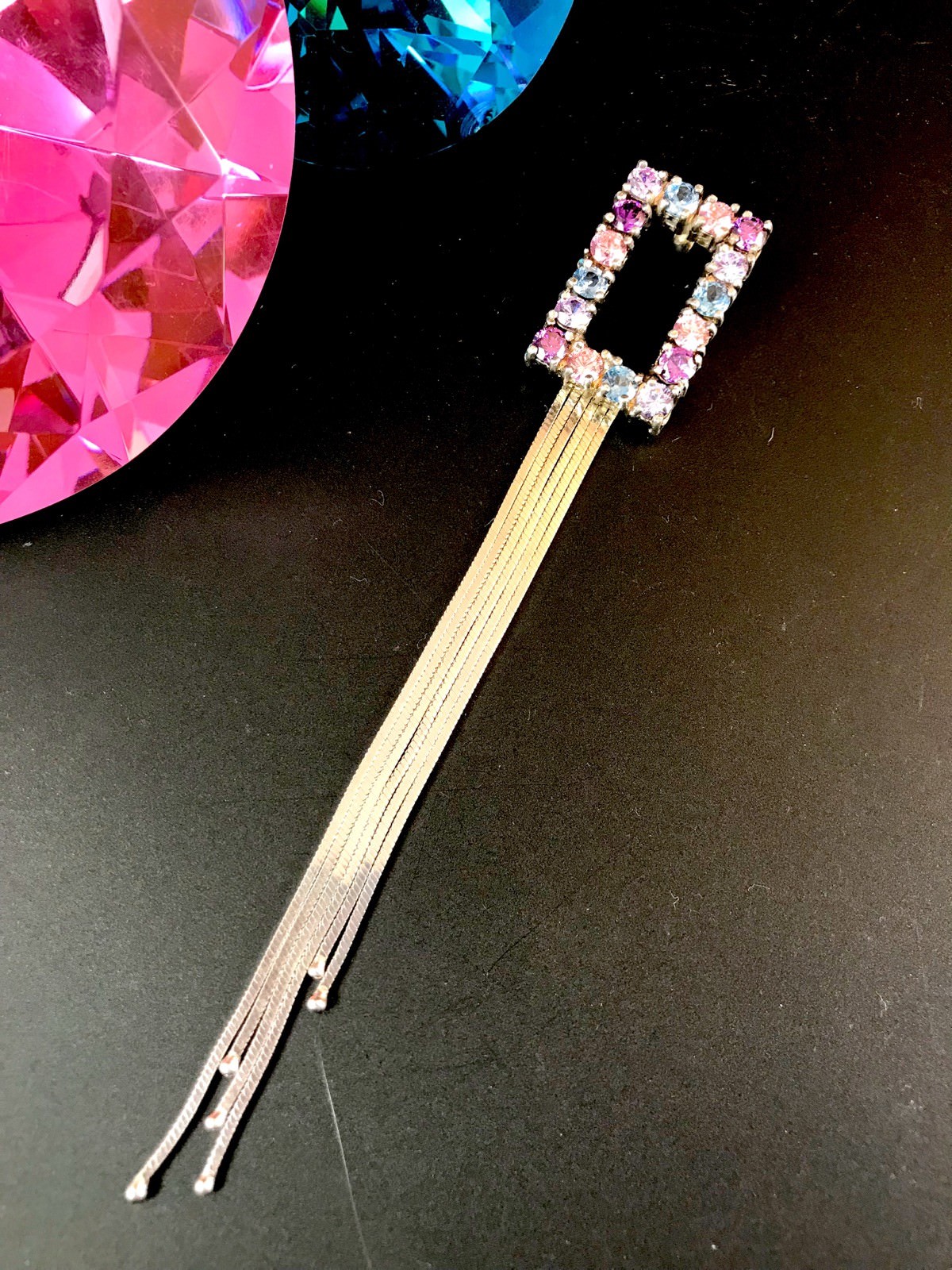 GORGEOUS SIGNED OXETTE 925 STERLING 9.38 CT MULTICOLOR GEMSTONE 6 TASSEL PENDANT