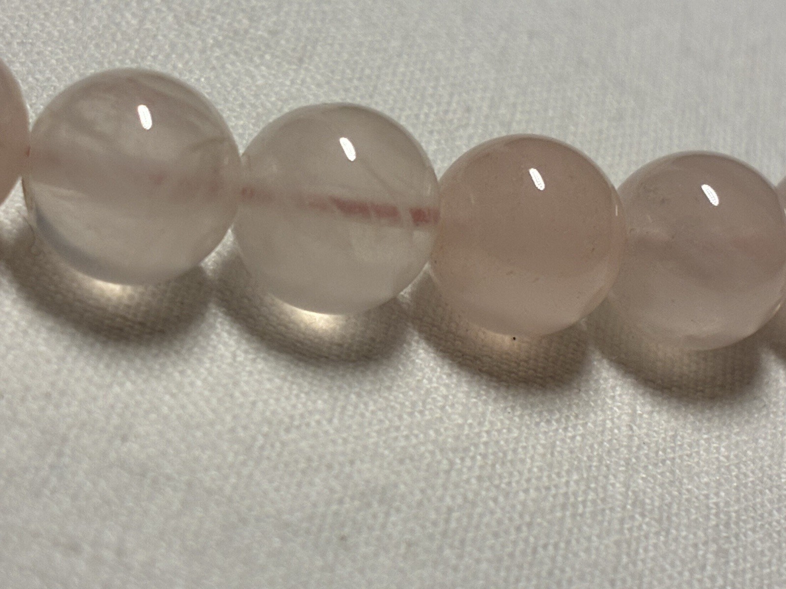 VTG Rose Quartz Bead Necklace Hand Knotted Genuine Pink Gemstone Choker S Clasp