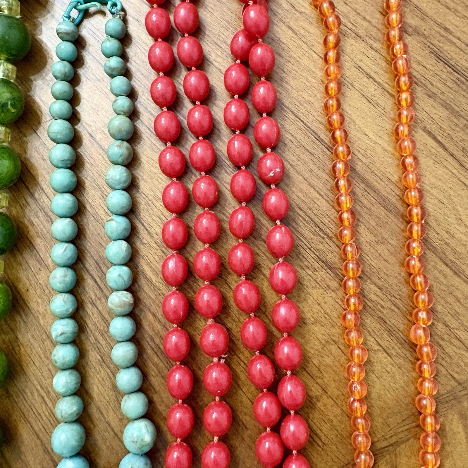 Vintage 1930 – 1960 Plastic Single Strand Beaded Necklace Lot MCM Art Deco