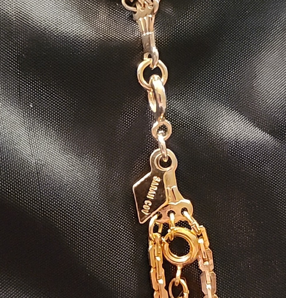 1970s Sarah Coventry Triple Chain Necklace GOLDEN CLASSIC Convertible Blue