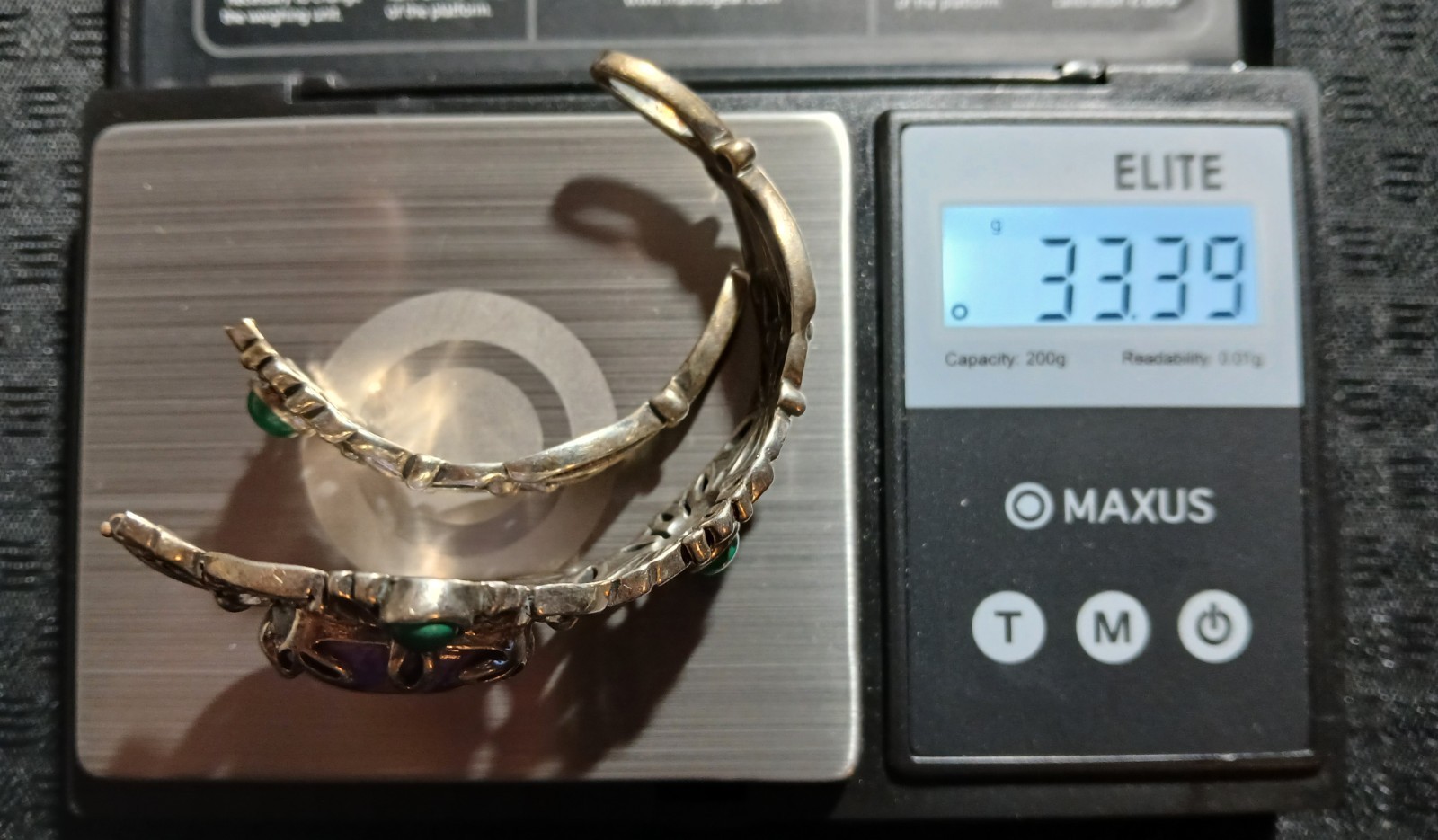 Vtg Carolyn Pollack Sterling Silver, Charoite, Malachite Bracelet, As Is, READ